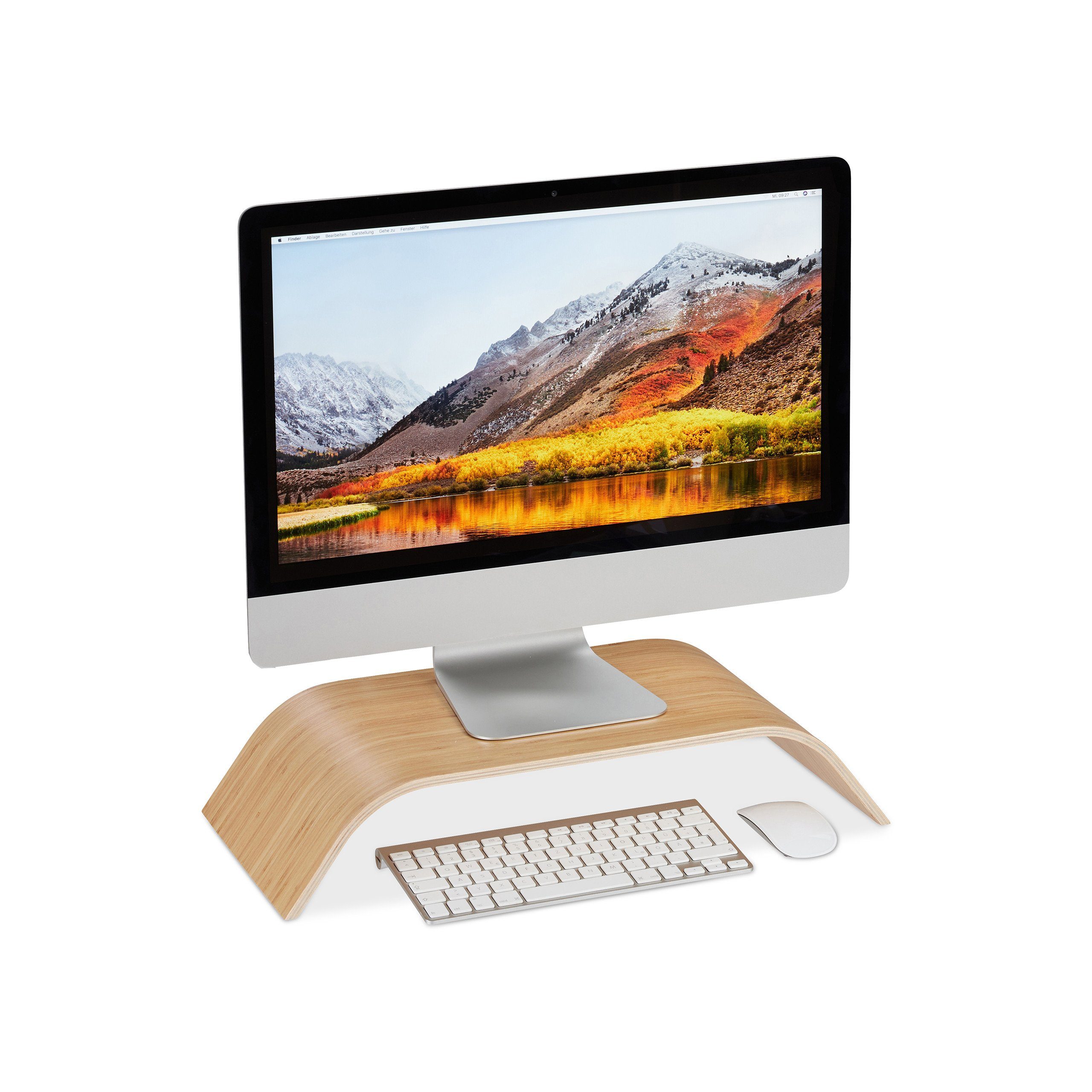 relaxdays Monitor-Halterung Monitorständer Bambus gebogen, (1-tlg)