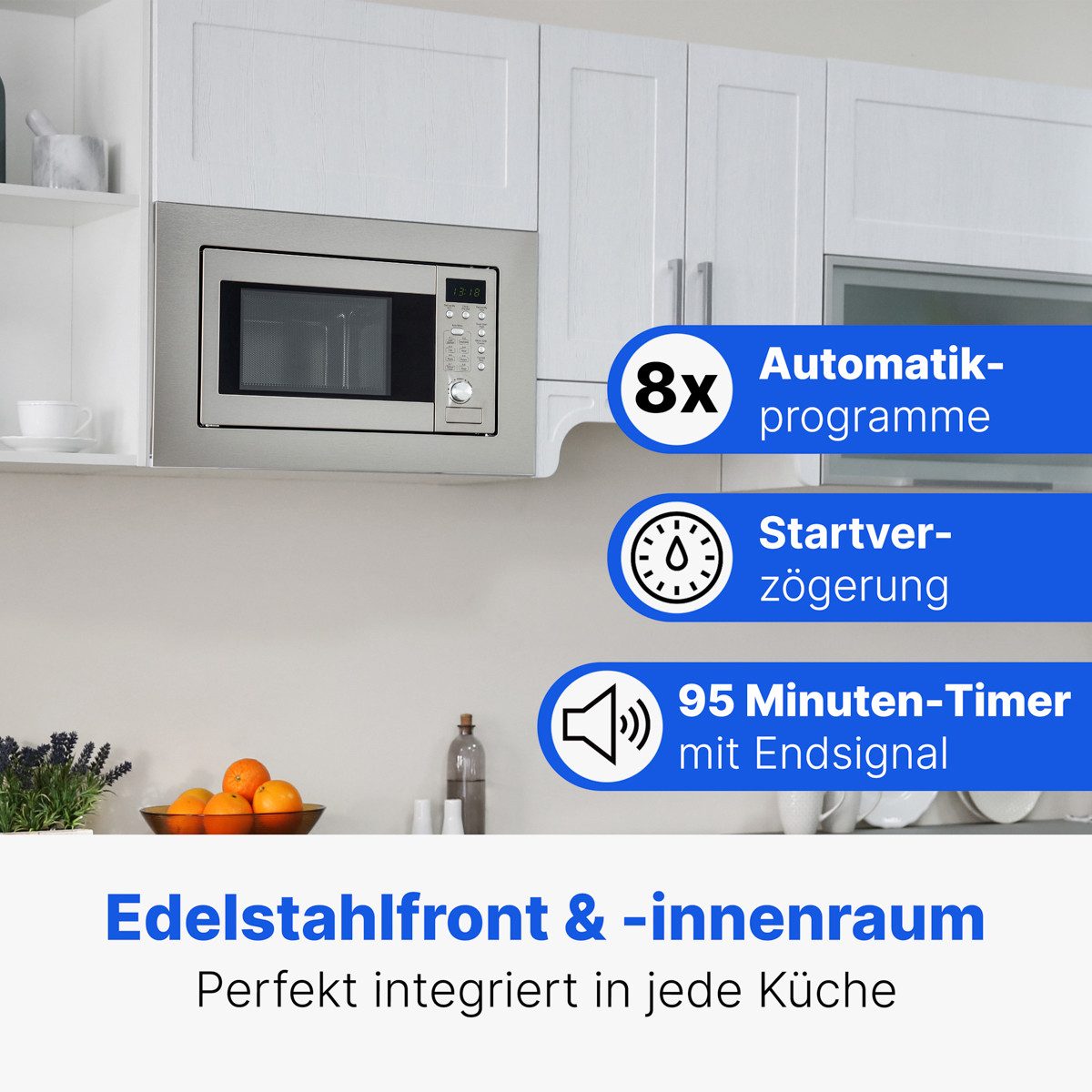 BOMANN Einbau-Mikrowelle MWG 2215 EB, Einbaumikrowelle mit Grill 1000W, 60cm, 20L