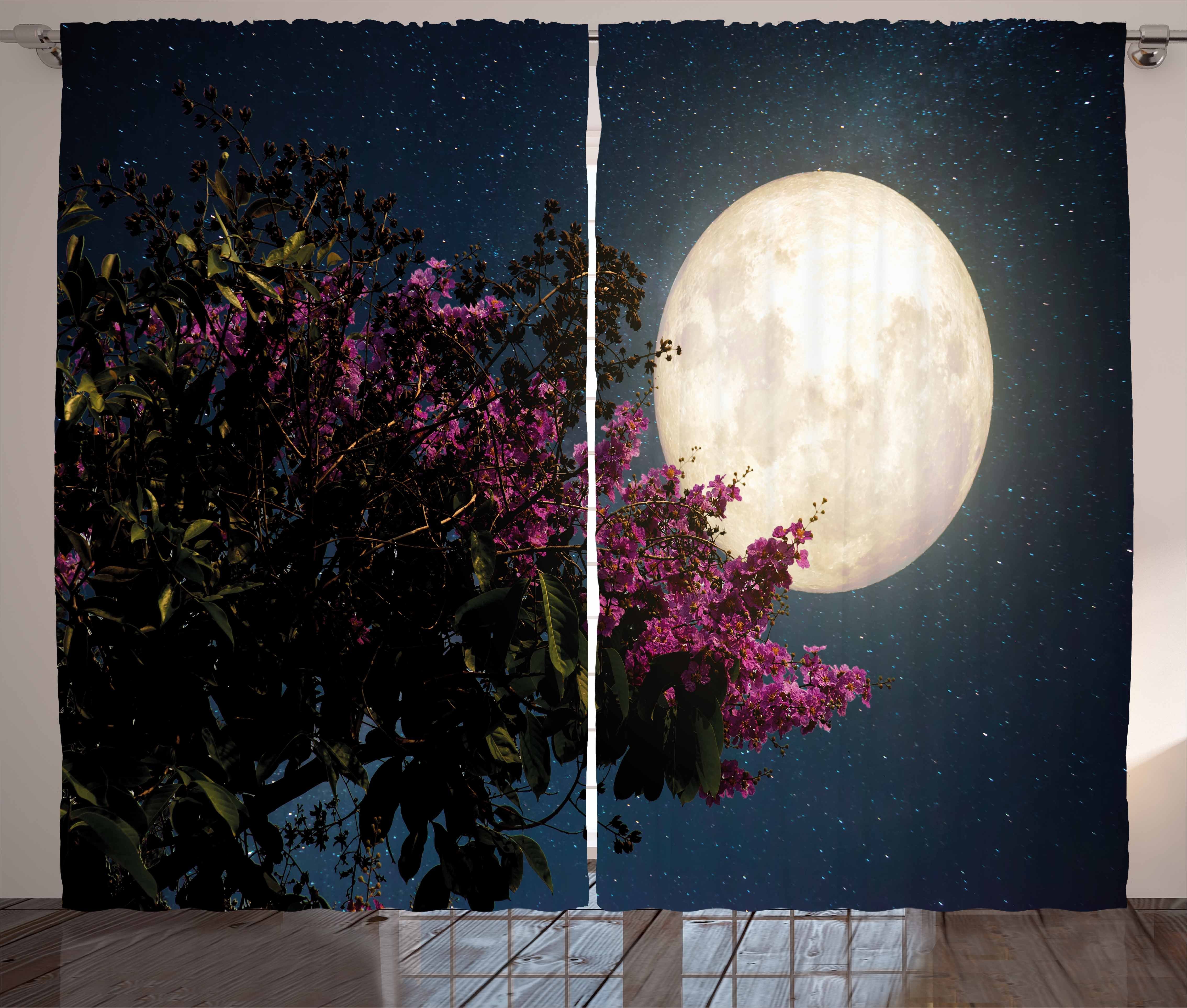 Vorhang Nacht Eastern Mond Schlaufen Gardine Kräuselband und Haken, mit Milchstraße Schlafzimmer Abakuhaus,