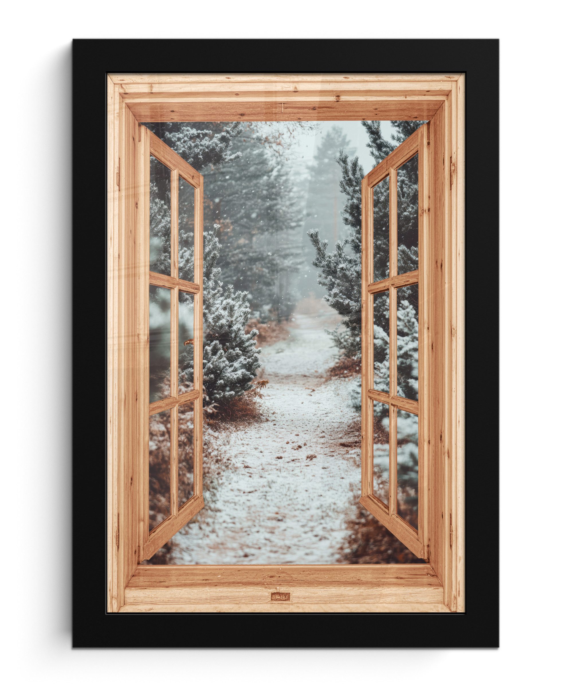 Poster Wald - Winter - Bäume - Natur - Weg - Aussicht