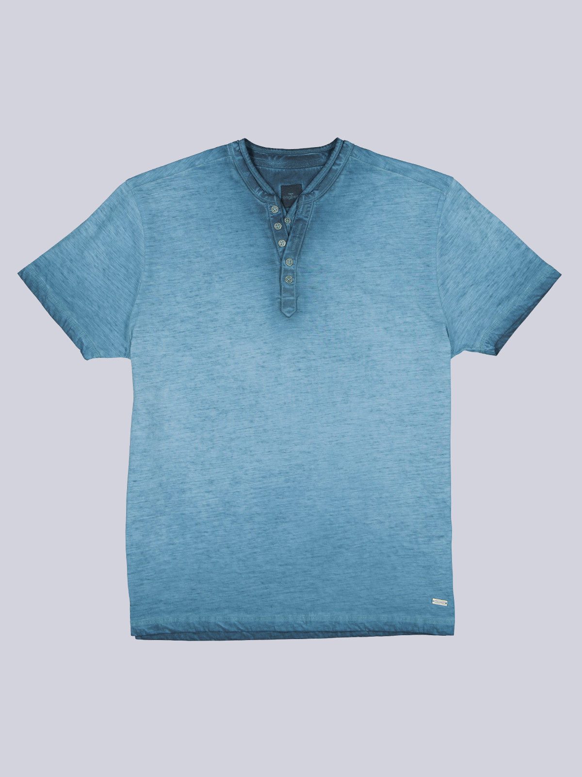 T-Shirt Herren Henley T-Shirt, Mittelblau