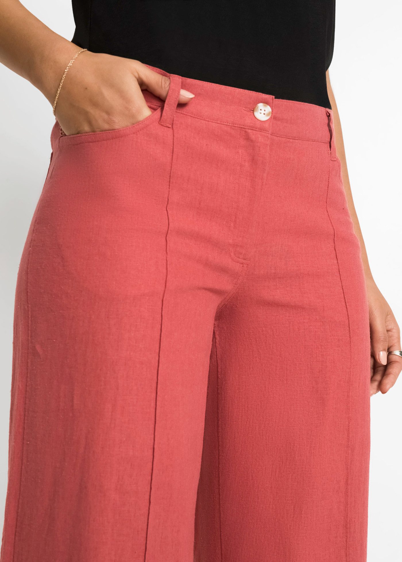bonprix Palazzohose aus Leinen und Viskose, Loose Fit, eleganter Stil