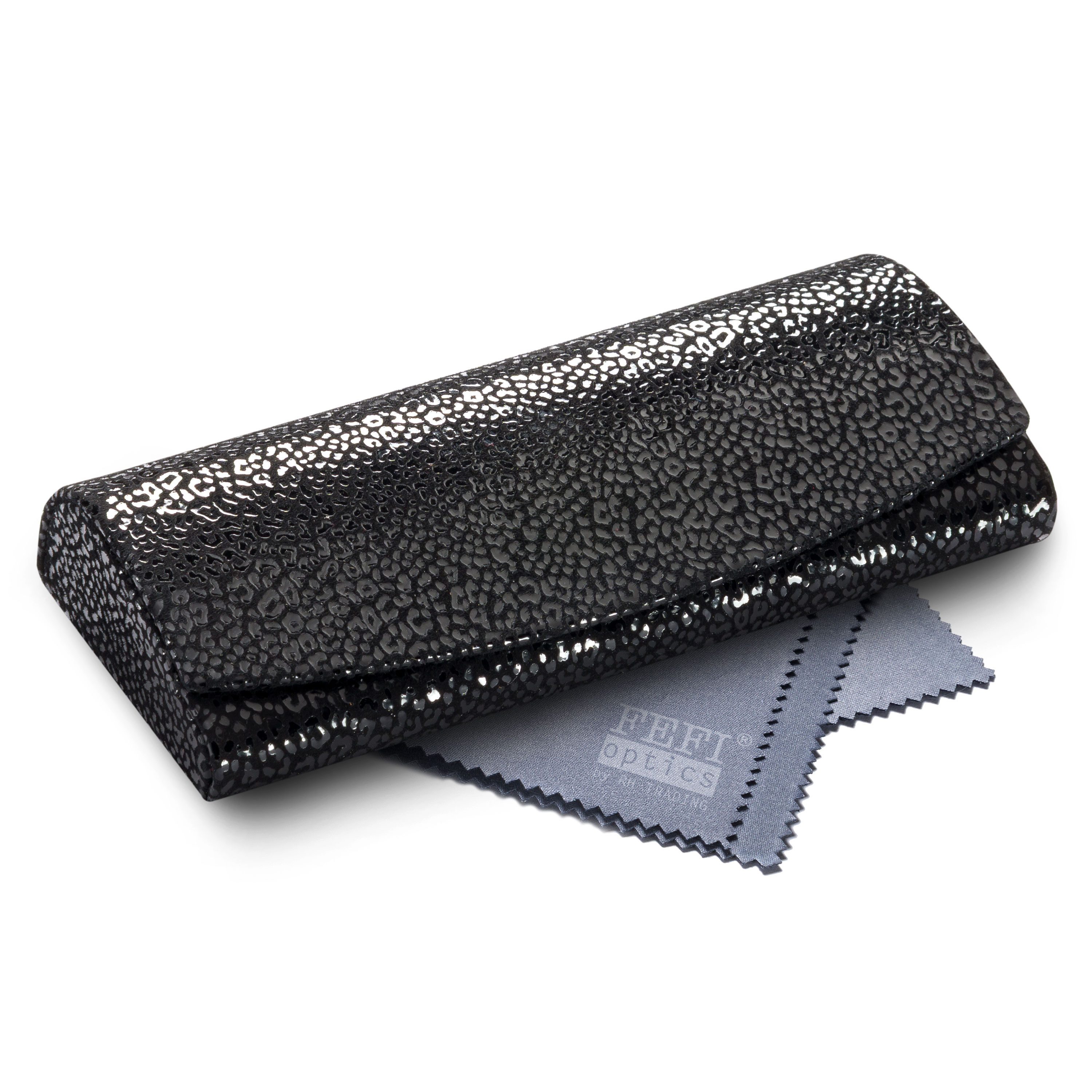FEFI Brillenetui Hardcase aus Echt-Leder – Handmade mit strukturierter Oberfläche, Set aus 1 Etui + hochwertigem Mikrofasertuch