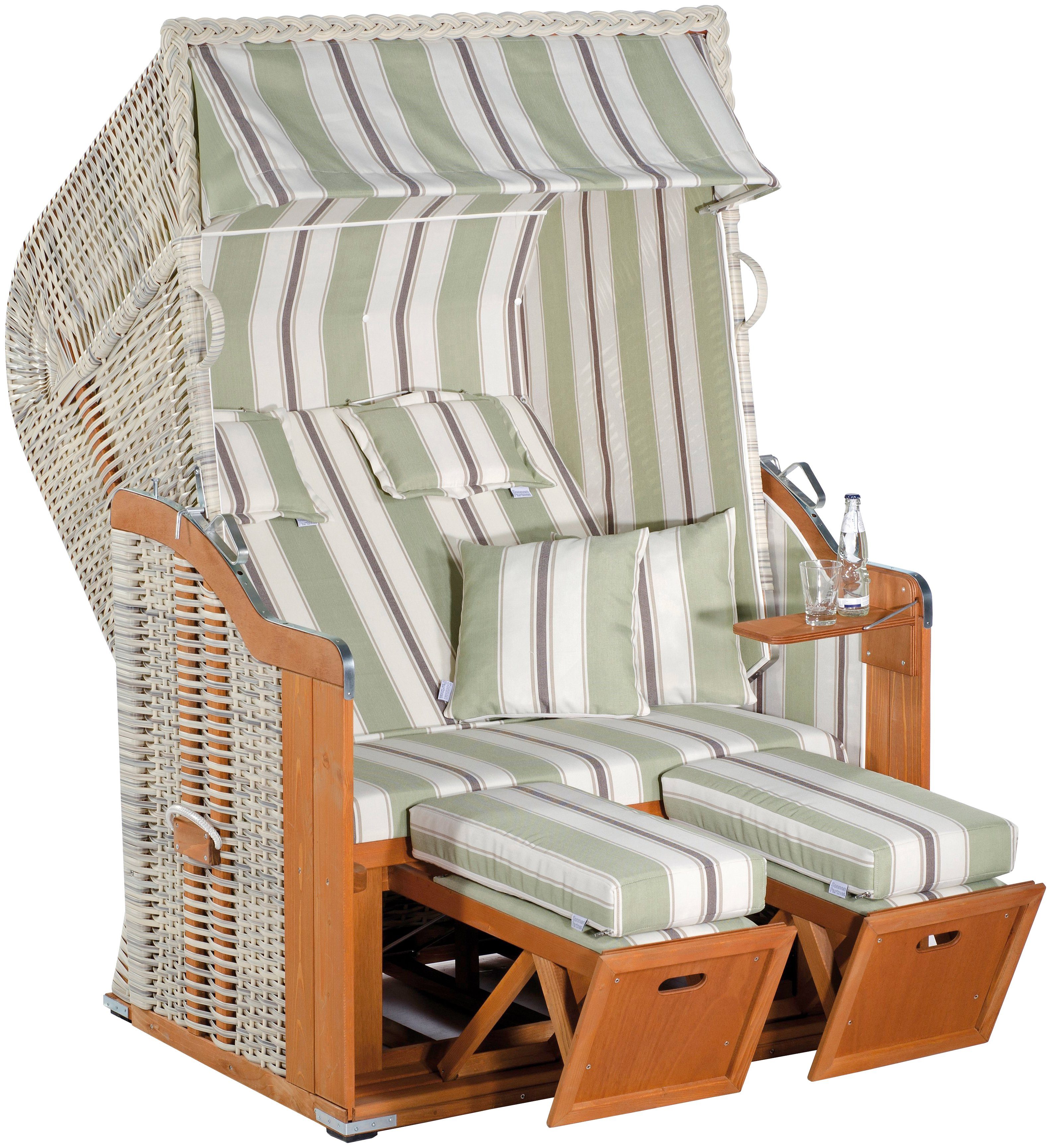 SunnySmart Strandkorb Rustikal 250 Plus, BxTxH: 125x90x160 cm, Halblieger, Ostsee-Modell | Strandkörbe