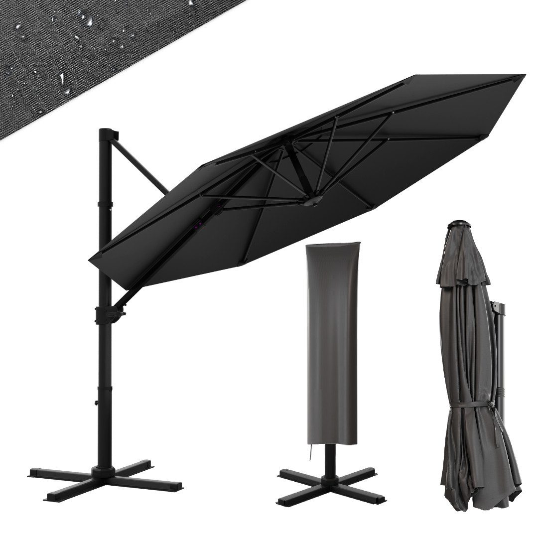 GUNJI Sonnenschirm Balkonschirm ∅270/300cm mit Sonnenschutz günstig online kaufen
