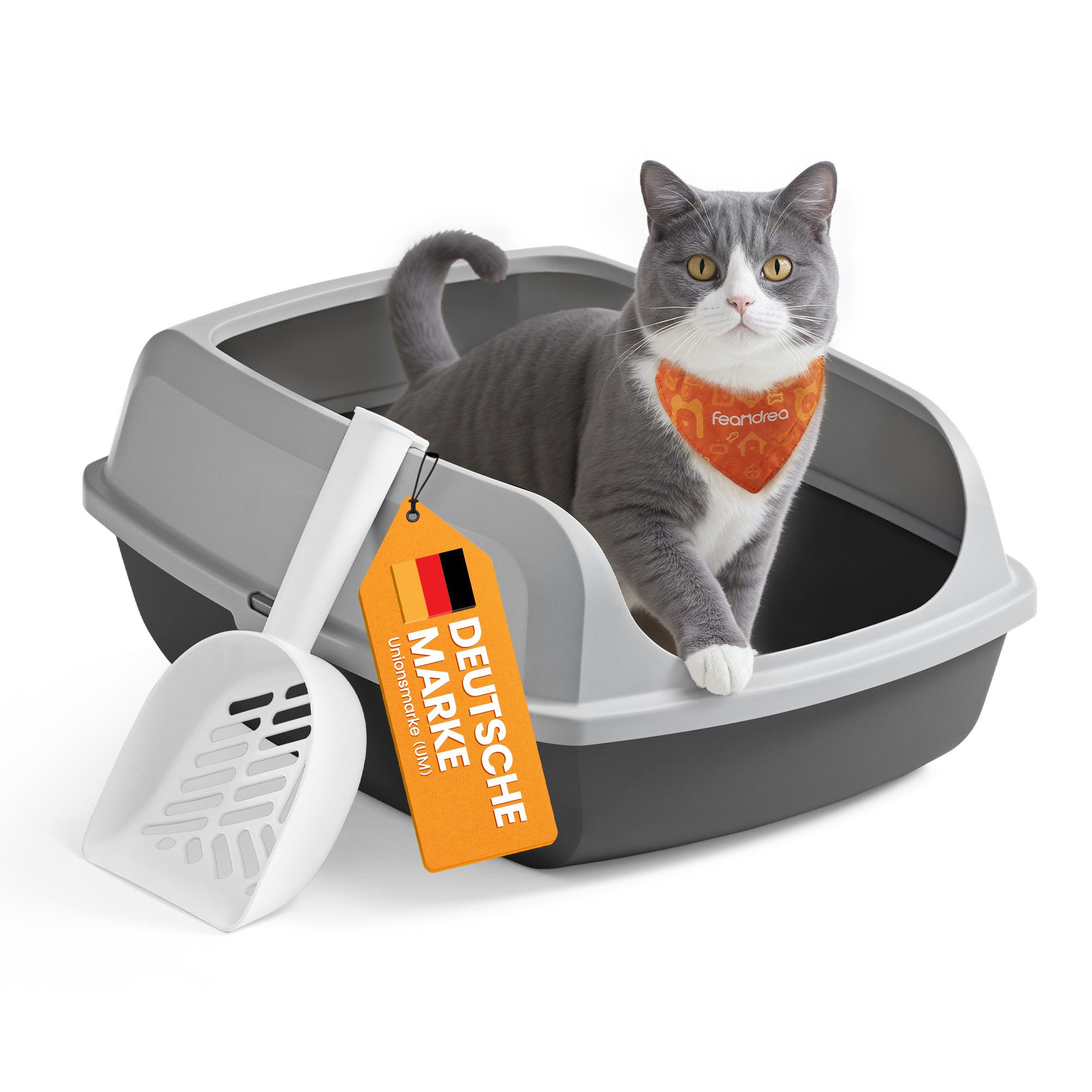 FEANDREA Katzentoilette, Katzenklo mit hohen Seitenwänden, offene Katzentoi günstig online kaufen