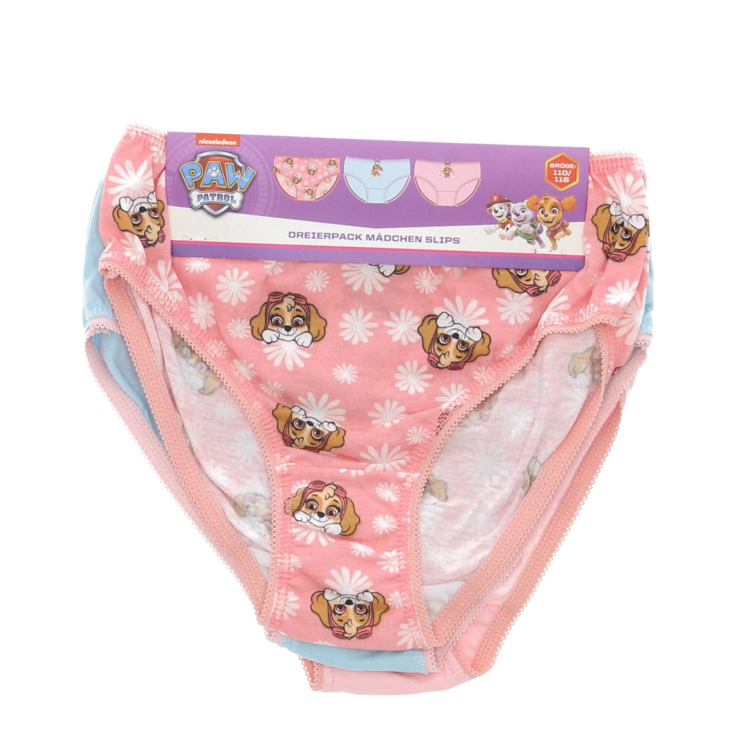 PAW PATROL Slip Paw Patrol Unterhosen für Mädchen 100% Baumwolle 3er Pack Slips