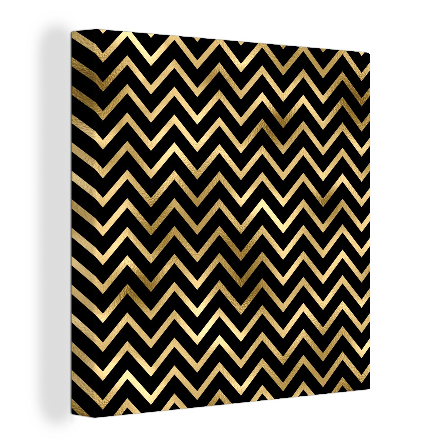 OneMillionCanvasses® Leinwandbild Muster - Linie - Gold, (1 St), Leinwand Bilder für Wohnzimmer Schlafzimmer