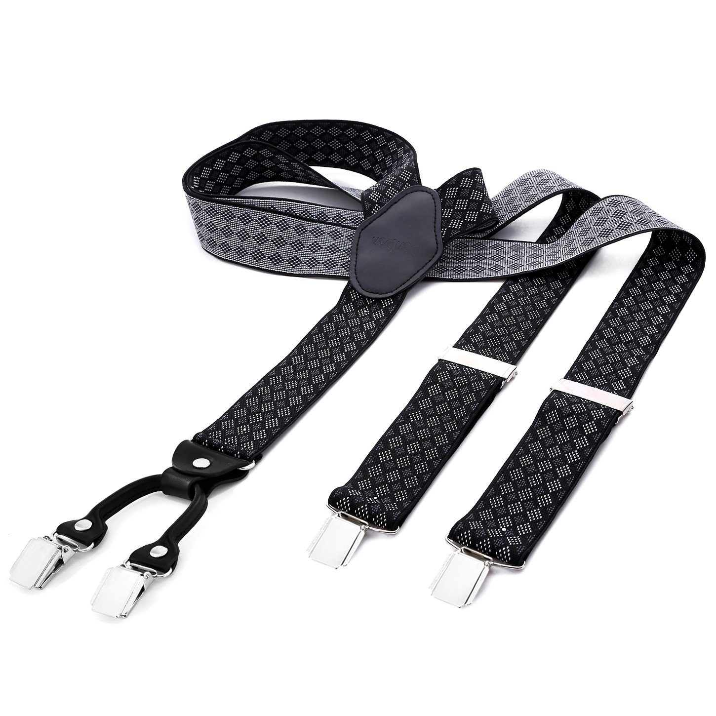 DonDon Підтяжки DonDon® Herren Підтяжки breit 4 Clips mit Leder in Y-Form elastisch (1-St) Y-Form, verstellbar mit Clipverschluß, elastisch