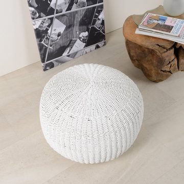 wohnfreuden Hocker Sitz-Pouf Bruno 60 cm aus Kunstfaser weiß, 29458