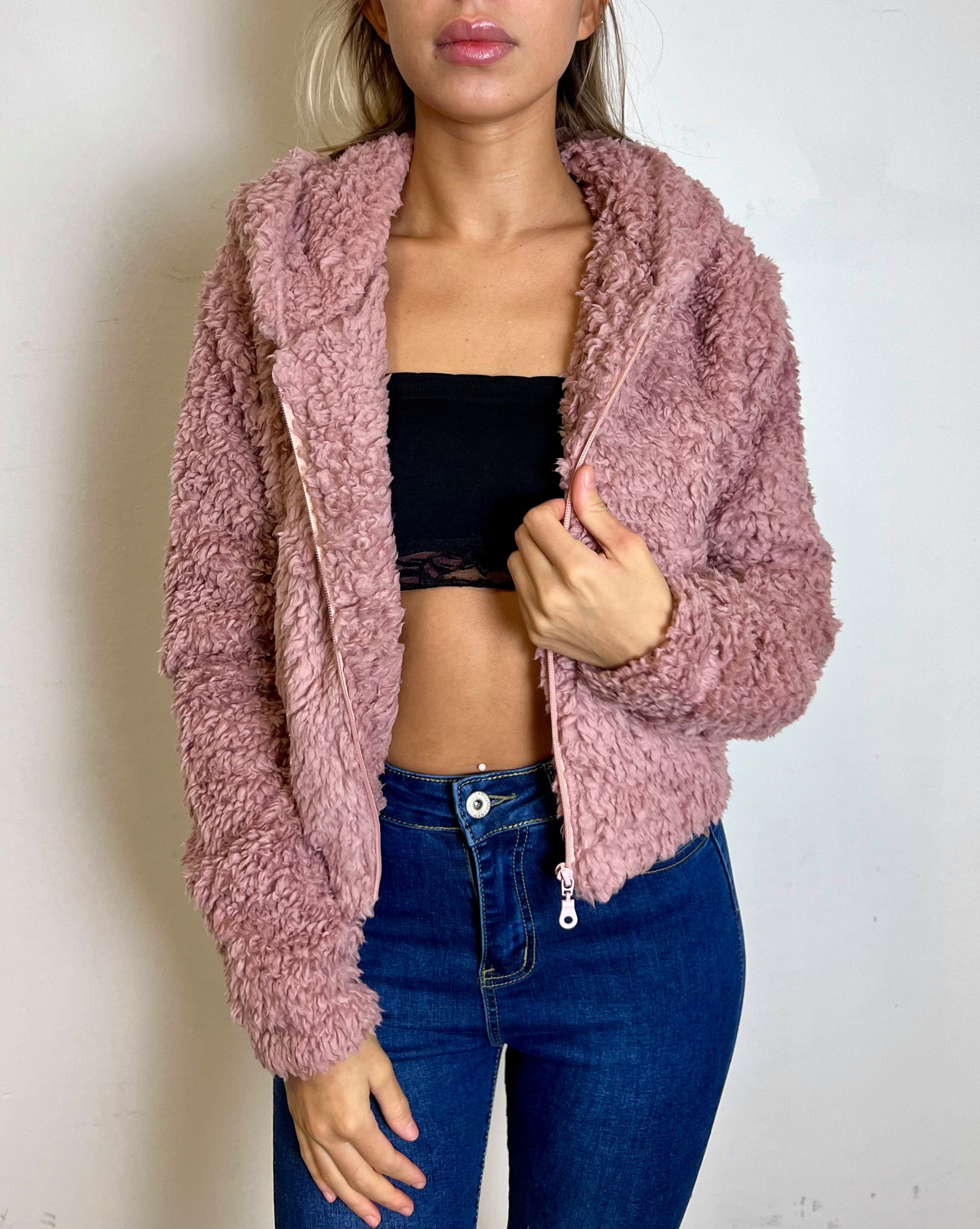Bauzuoyo Fleecejacke Damen Mit Kapuze - Warme Teddyjacke Für Herbst & Winter