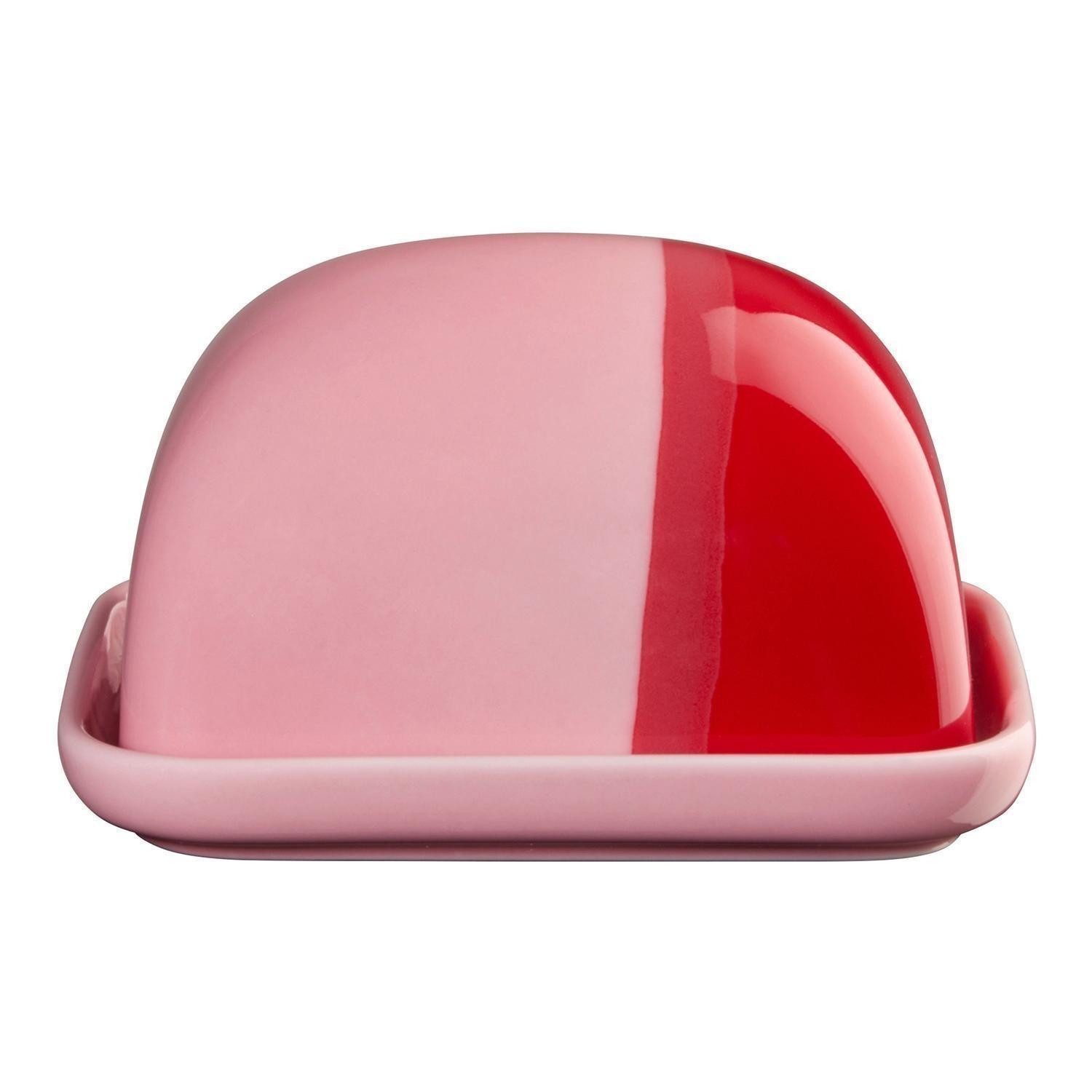 ASA SELECTION Butterdose Butterdose JOY, 11,5 x 9,5 cm, Rosa, Rot, Porzellan, (1-tlg), Porzellan
