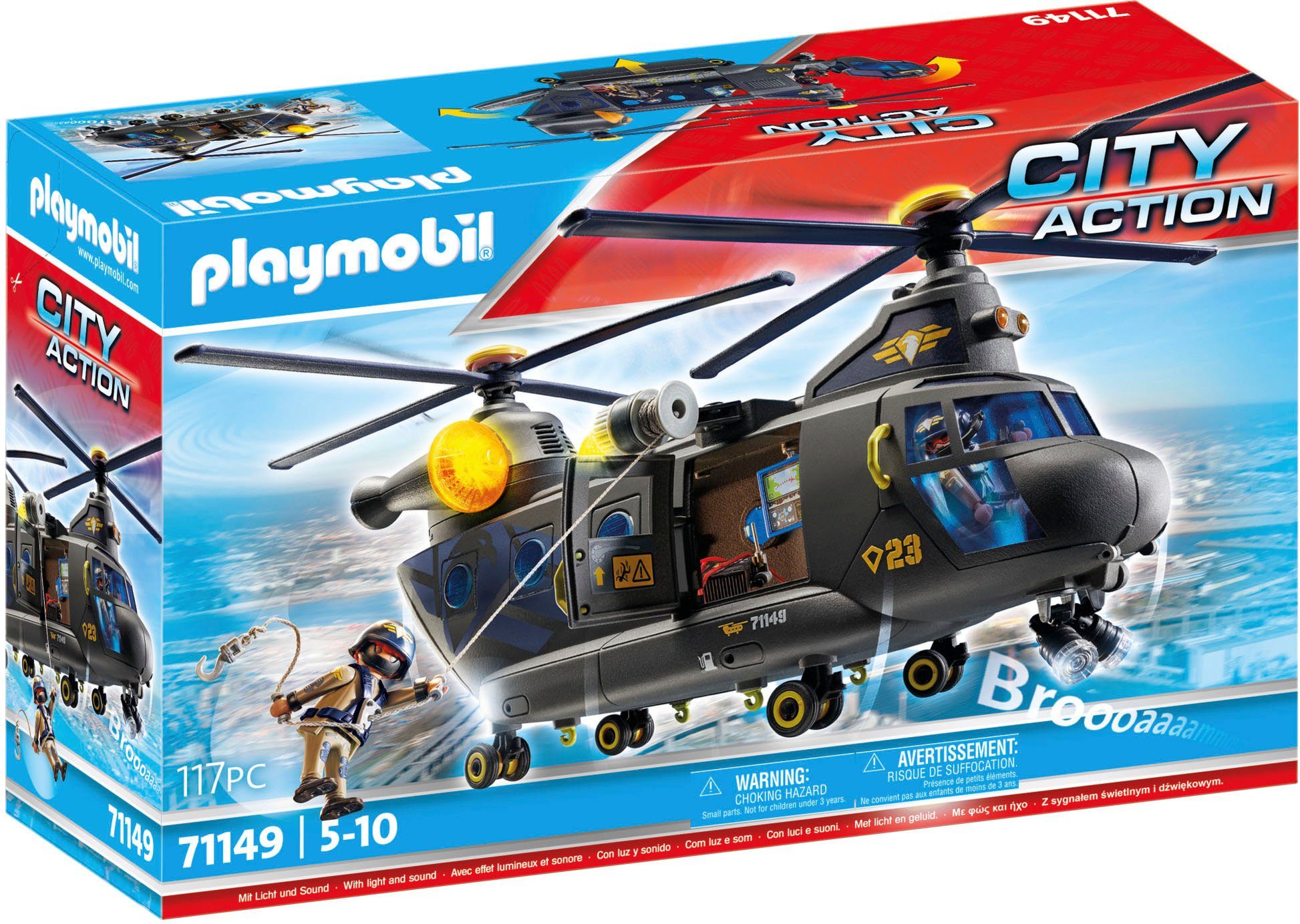 Playmobil® Konstruktions-Spielset SWAT-Rettungshelikopter (71149), City Action, (117 St), Made in Europe; mit Licht und Sound