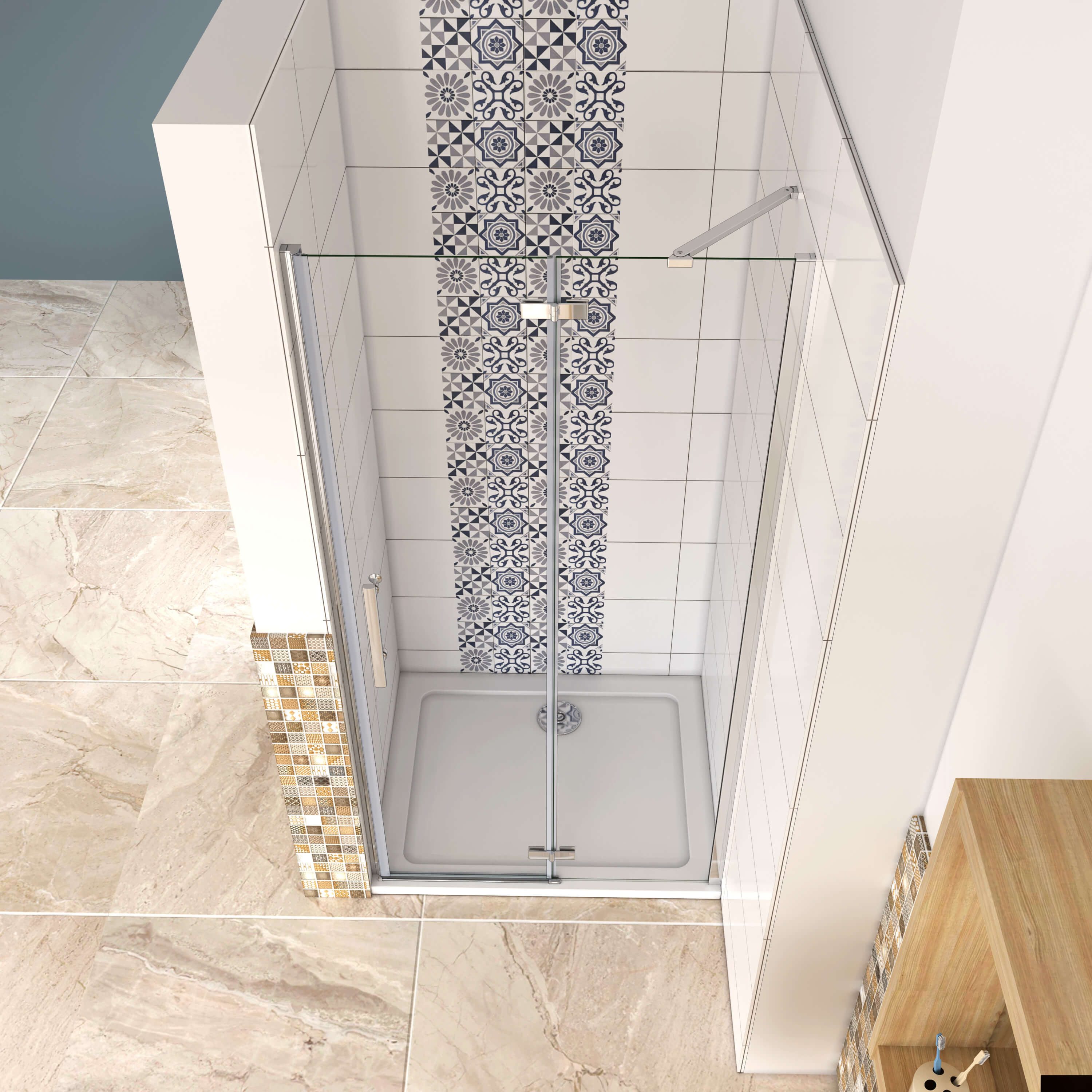 AICA Dusch-Drehtür 6mm Nano ESG Scharniertür Drehtür Nischentür Duschabtrennung, 80x185 cm, Einschreibensicherheitsglas, (links und rechts montierbar,Links- und Rechtsanschlag montierbar) mit Antikalk- Versiegelung,ebenerdiger Einbau möglich