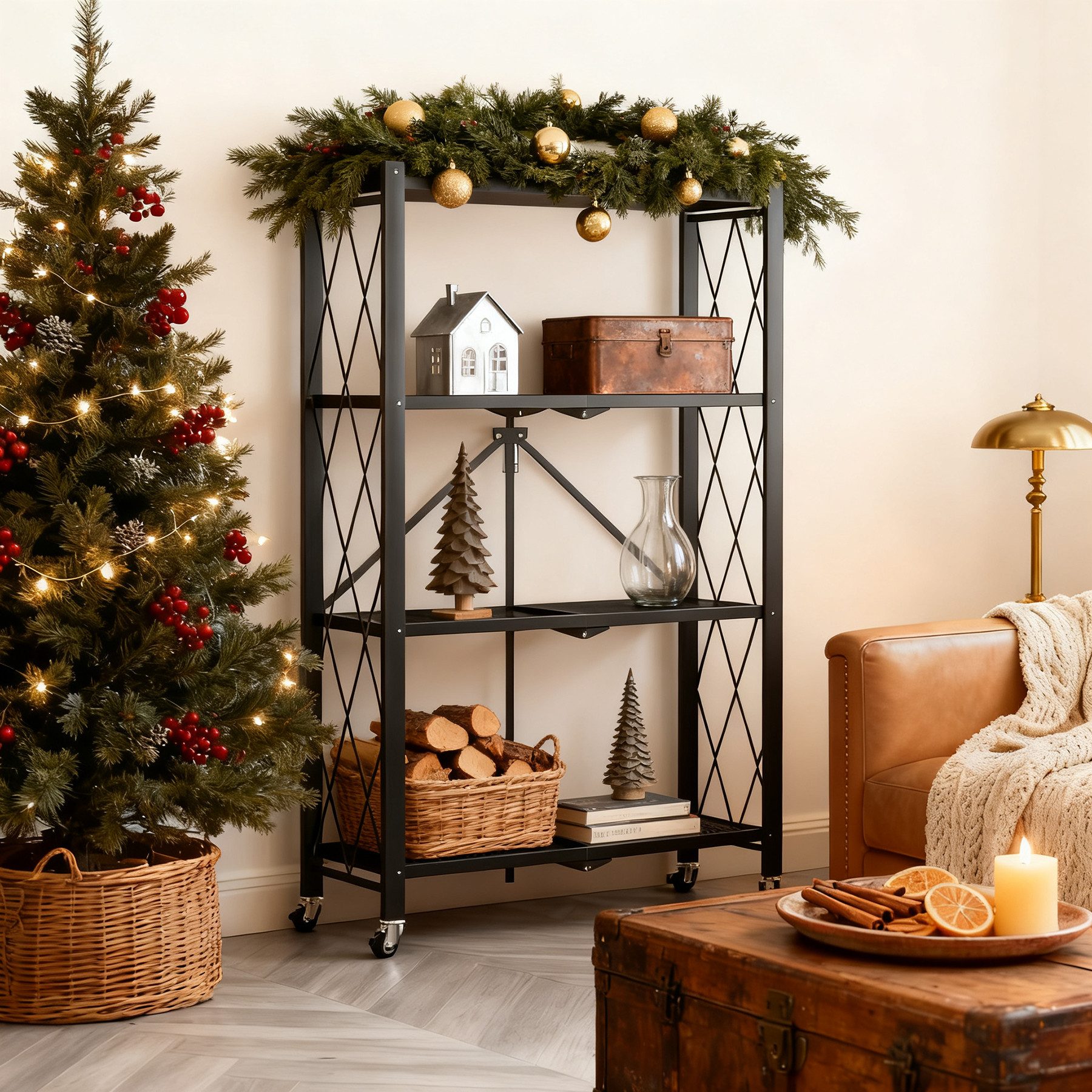 HomeMiYN Mehrzweckregal Klappregal mit Rollen Bücher Küchenregal Platzspare günstig online kaufen