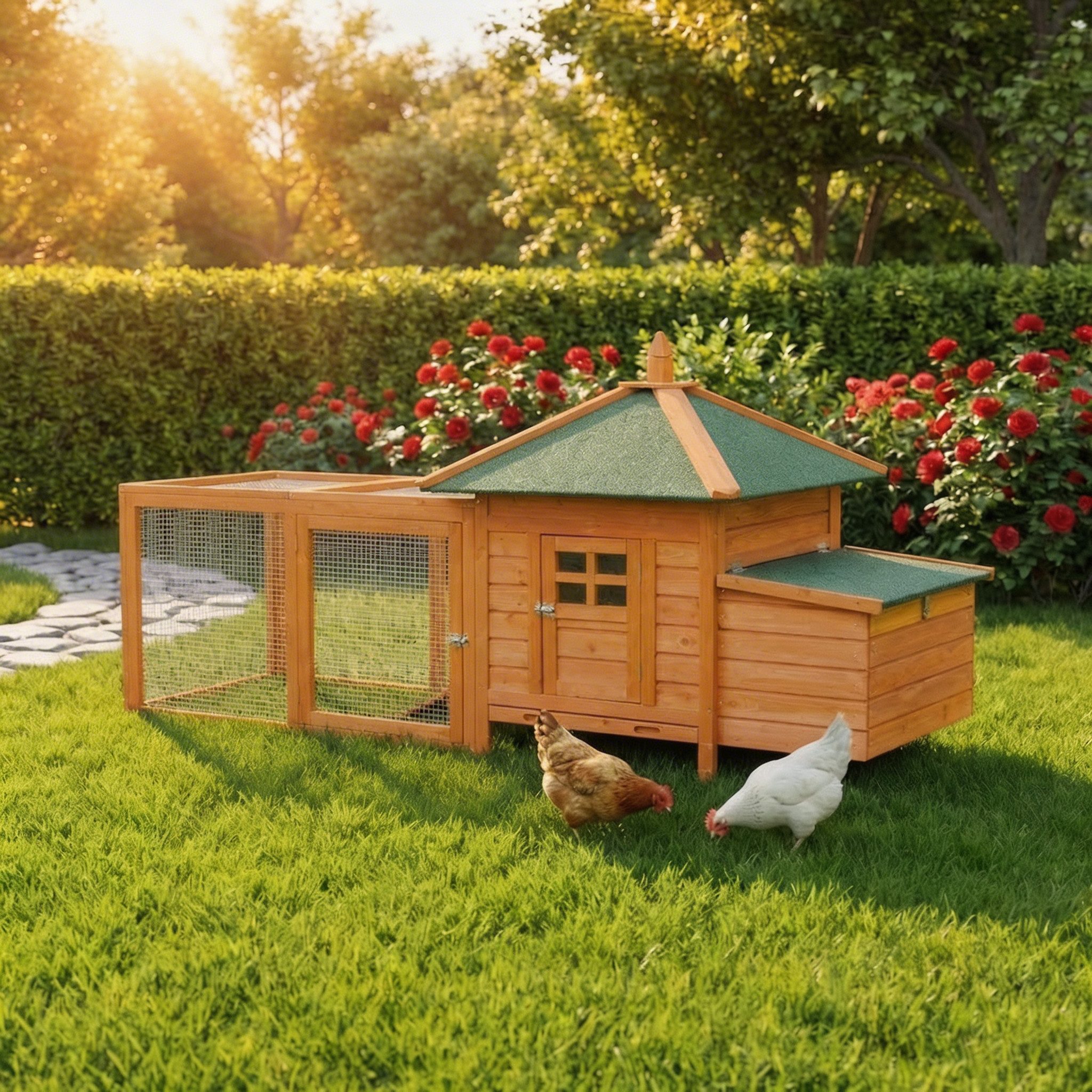 My Animal Hühnerstall MH-19 für 3-4 Hühner, Wetterbeständig, Kieferholz, Hühnerhaus, Hühner Käfig, Gehege, Nistkasten
