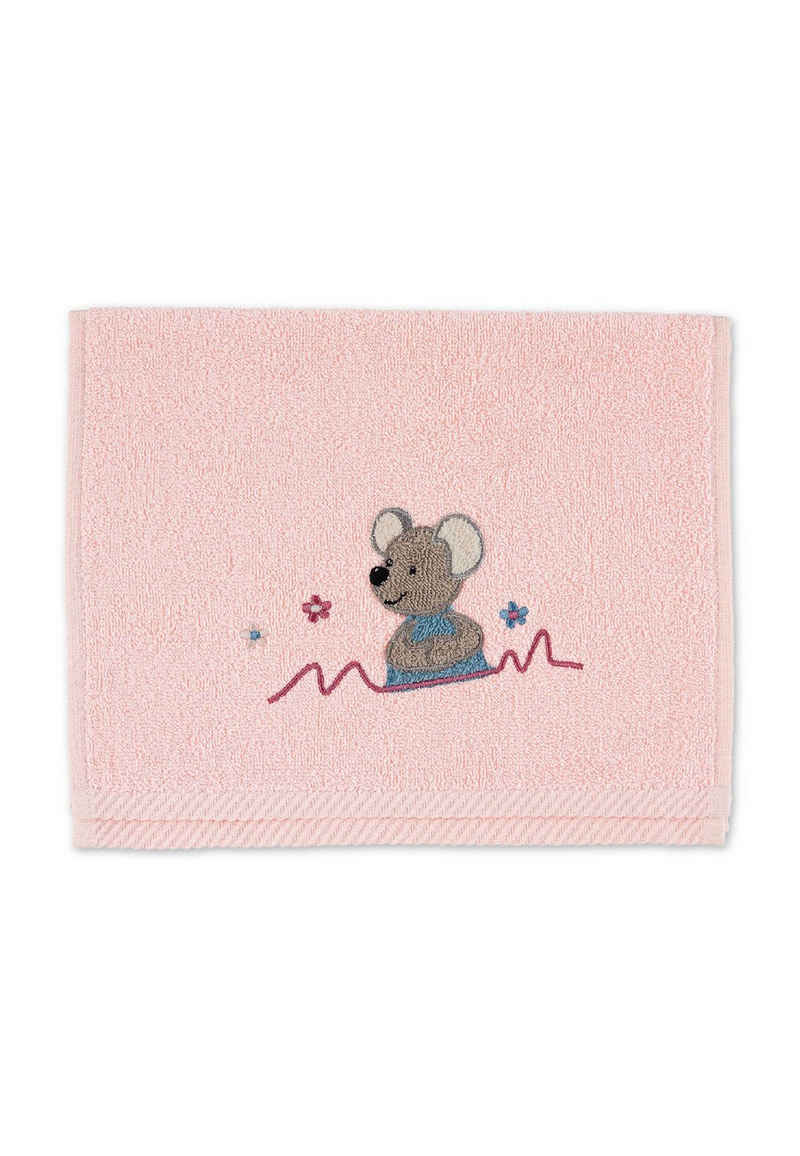 Sterntaler® Handtücher Kinderhandtuch Mabel, 100 % Baumwolle (1-St), Kinderhandtuch aus weichem Frottee, Baby Badetuch mit süßen Stickerein