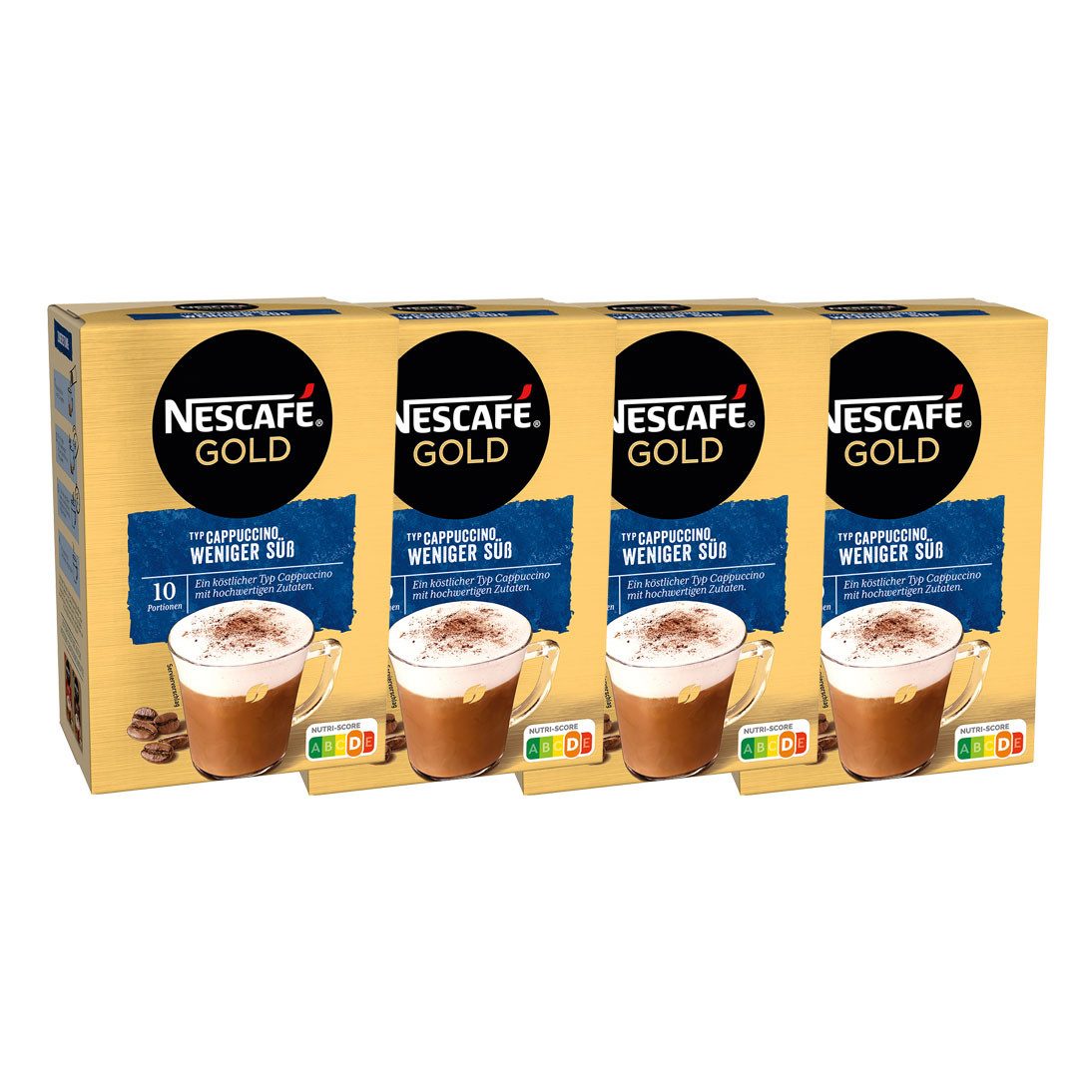 NESCAFE Kaffee, Nescafe Typ Cappuccino Weniger süß Löslich im Portionsbeutel 4er Pack