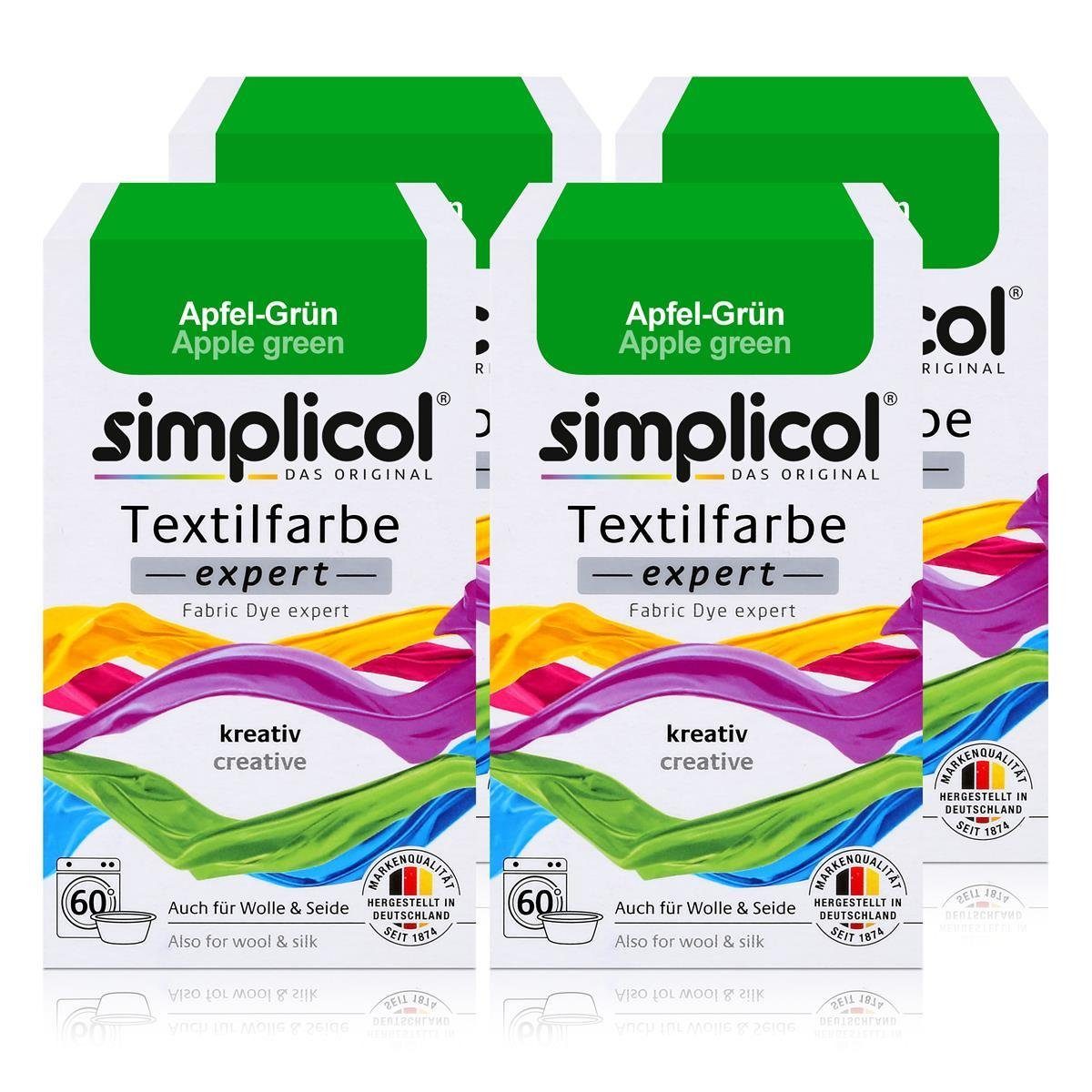 Textilfarbe Simplicol Textilfarbe expert Apfel-Grün 150g - Farbe zum Färben (4er P