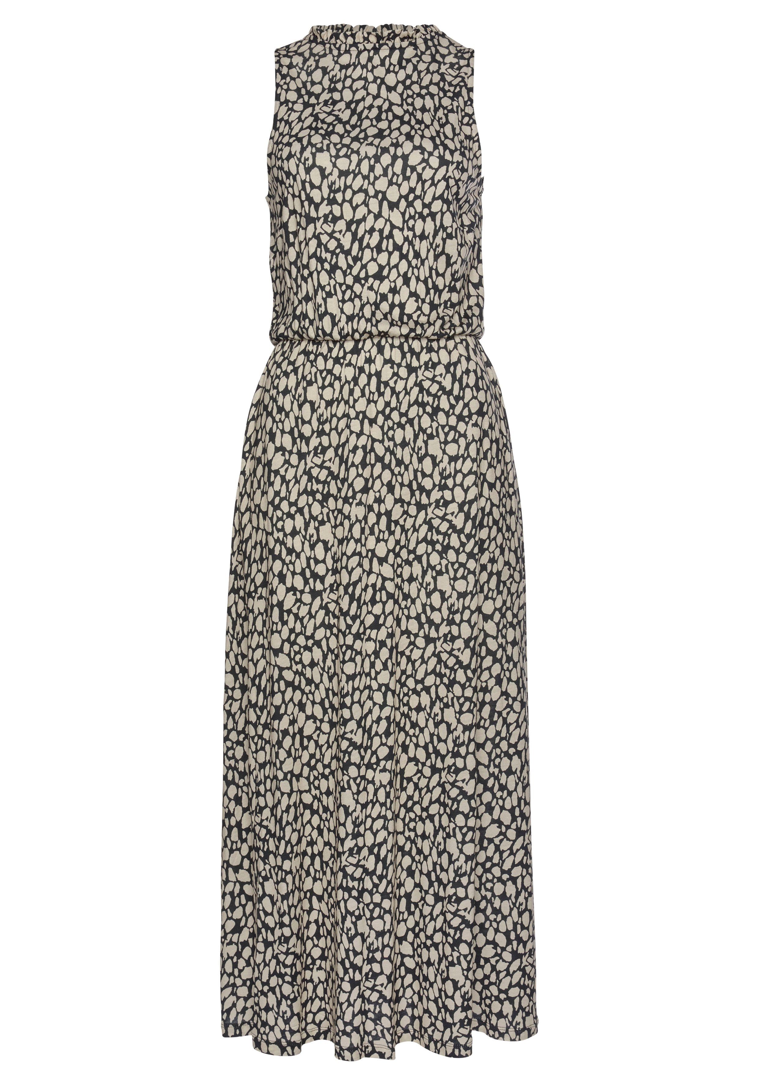 LASCANA Jerseykleid mit Alloverdruck, Midikleid, hochgeschlossen, sommerlich-elegant