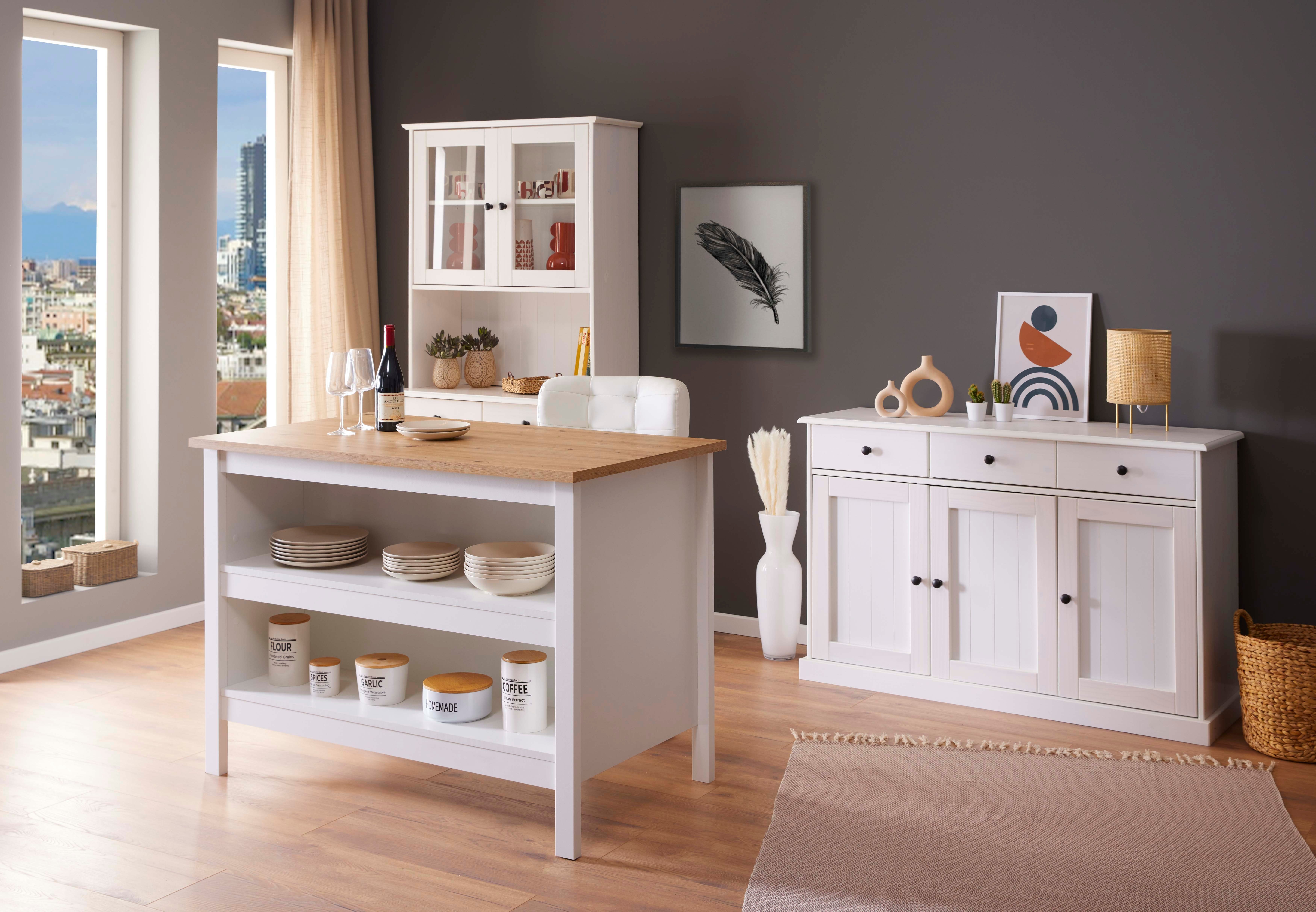 Inter Link Küchentisch Julina, moderne Arbeitsplatte kratzfester Kücheninsel mit weiß