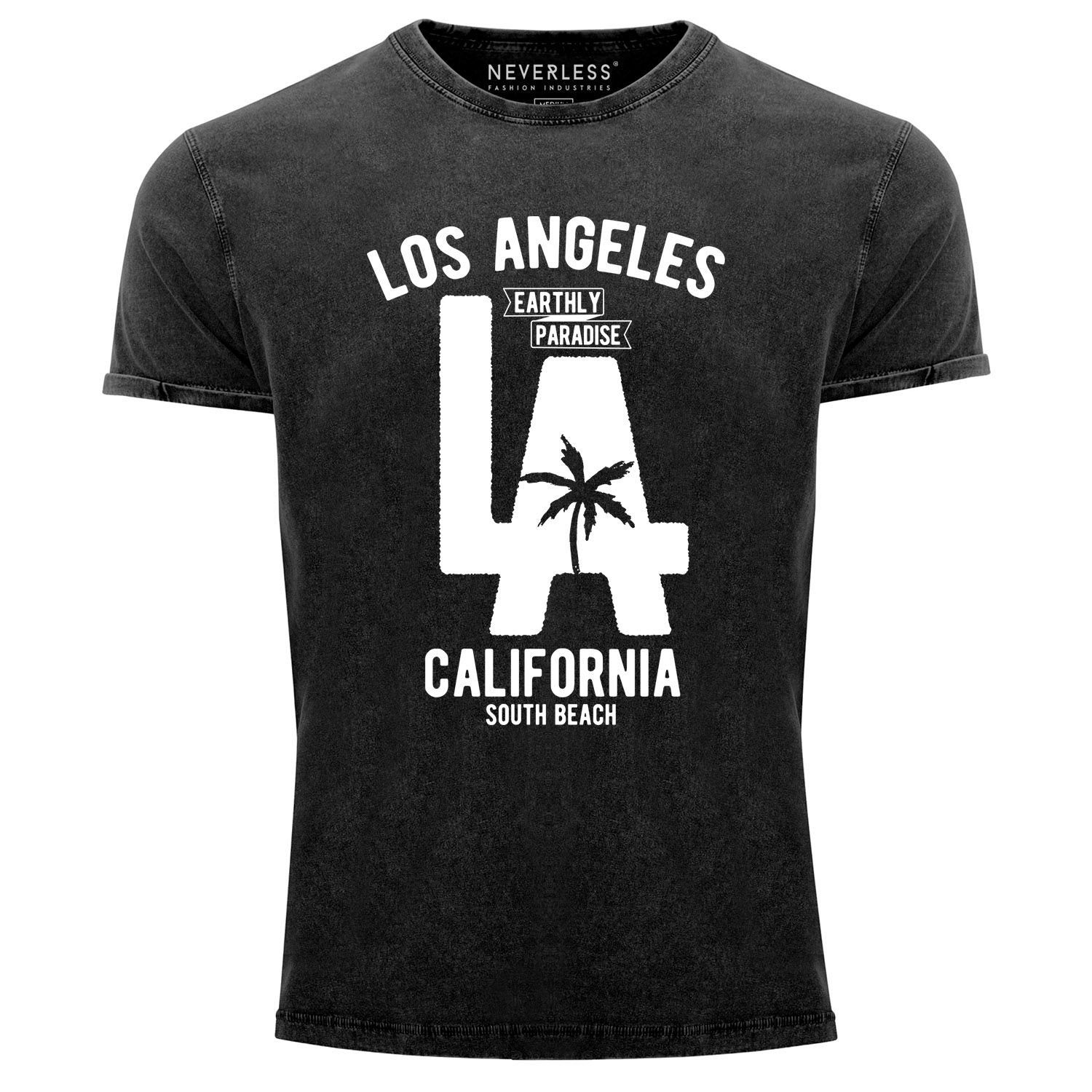 Neverless Print-Shirt Cooles Angesagtes Herren T-Shirt Vintage Shirt LA Los Angeles mit Print