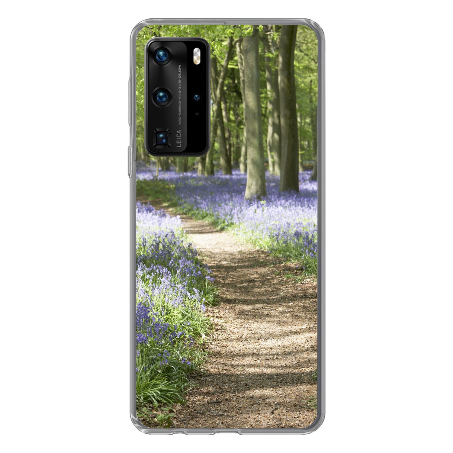 MuchoWow Handyhülle für Huawei P40 Pro Wald - Weg - Blumen - Lila - Grün - Natur, Handy Case, Silikon, Bumper Case Dünn