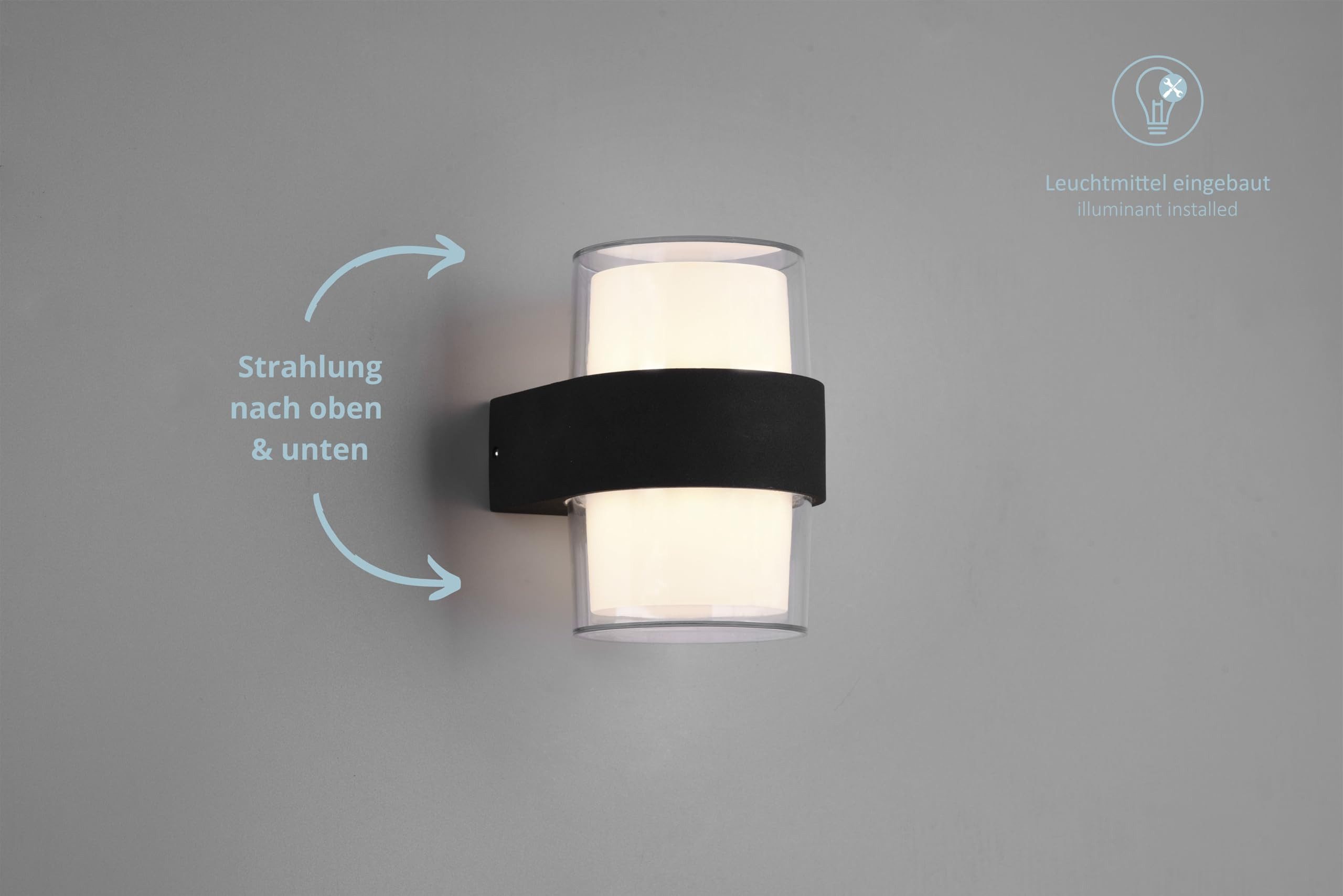 lightling LED Außen-Wandleuchte Moritz, LED fest integriert, Warmweiß, rund, Up and down Beleuchtung, IP54