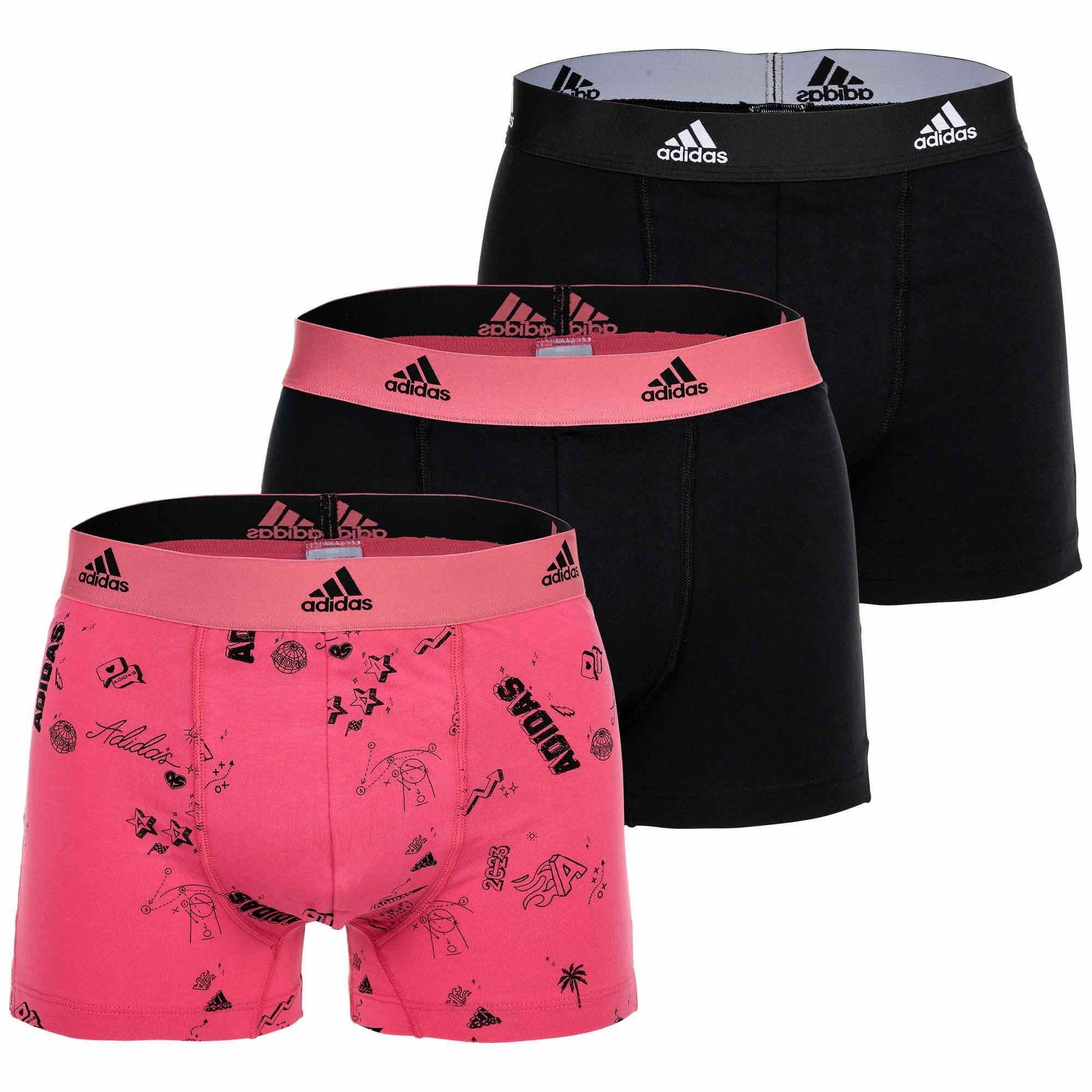 adidas Sportswear Boxer Herren Boxershorts, 3er Pack - Trunks, Active Flex Schwarz/Pink | 