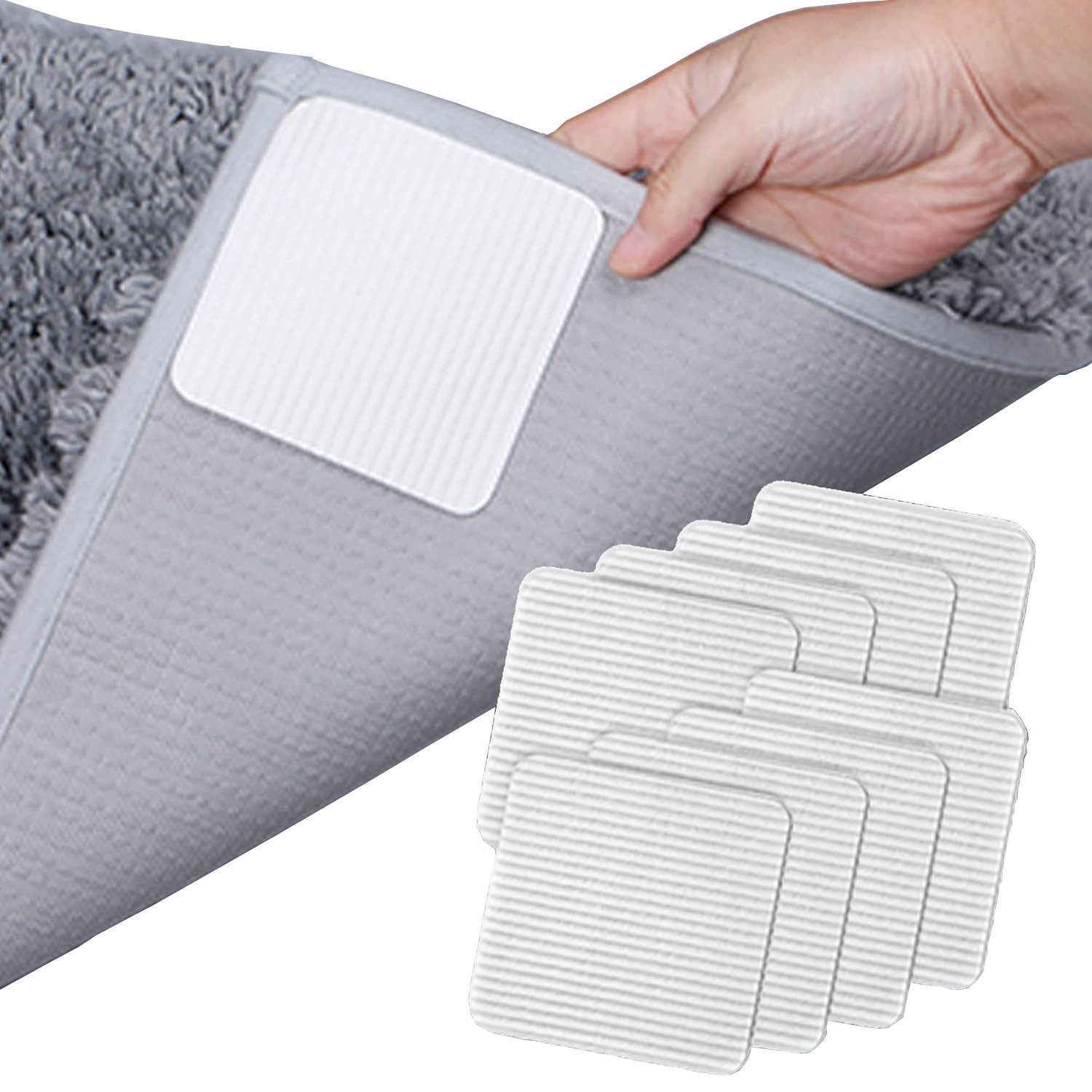 Zaewry Antirutsch Teppichunterlage Teppich-Greifer, rutschfest, waschbar, Vacuum Tech, (8-St), für Parkettboden Fliesen Rutschmatte 10x10cm 8 Stück