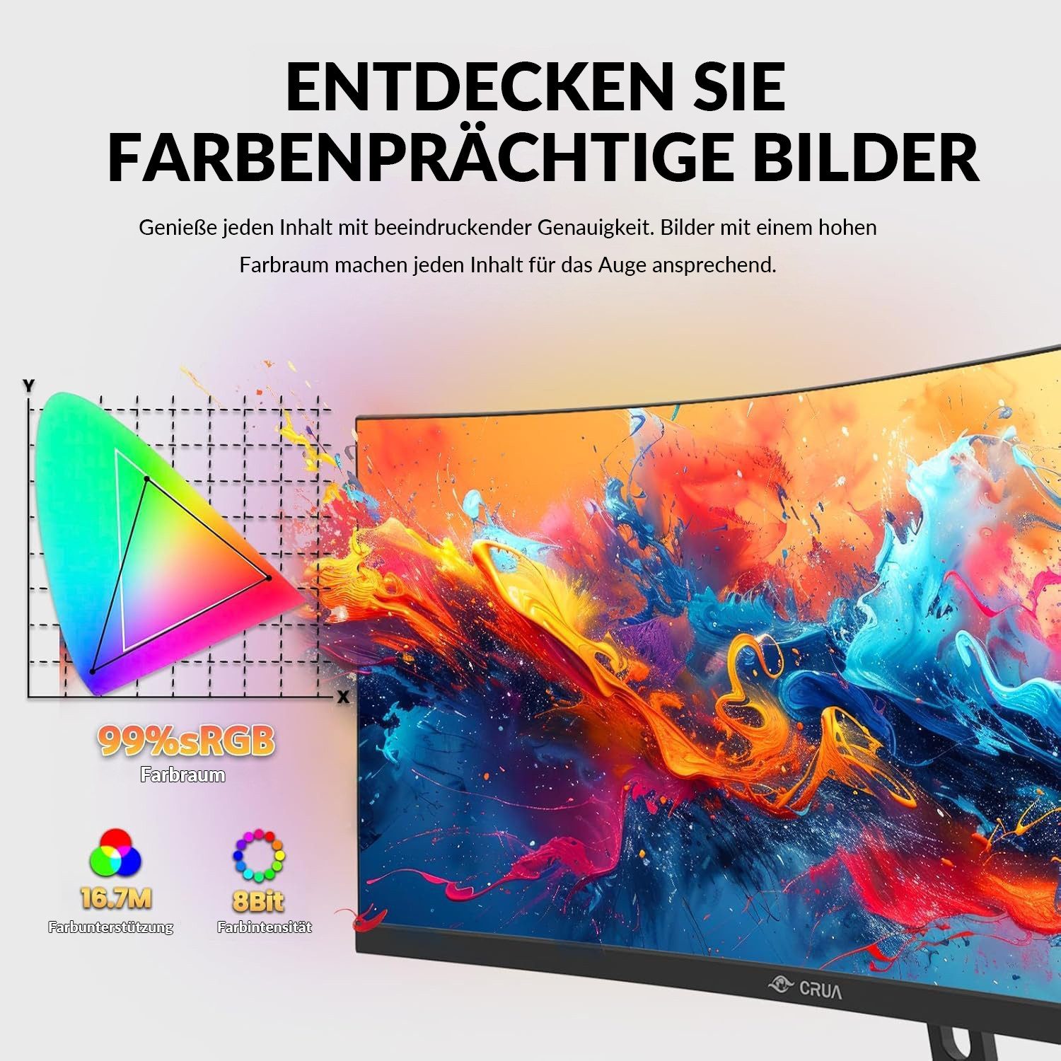 CRUA CRUA 30 Zoll Ultrawide Curved Monitor Gaming-Monitor (21:9 WFHD, 99% sRGB, 100Hz, 1500R)