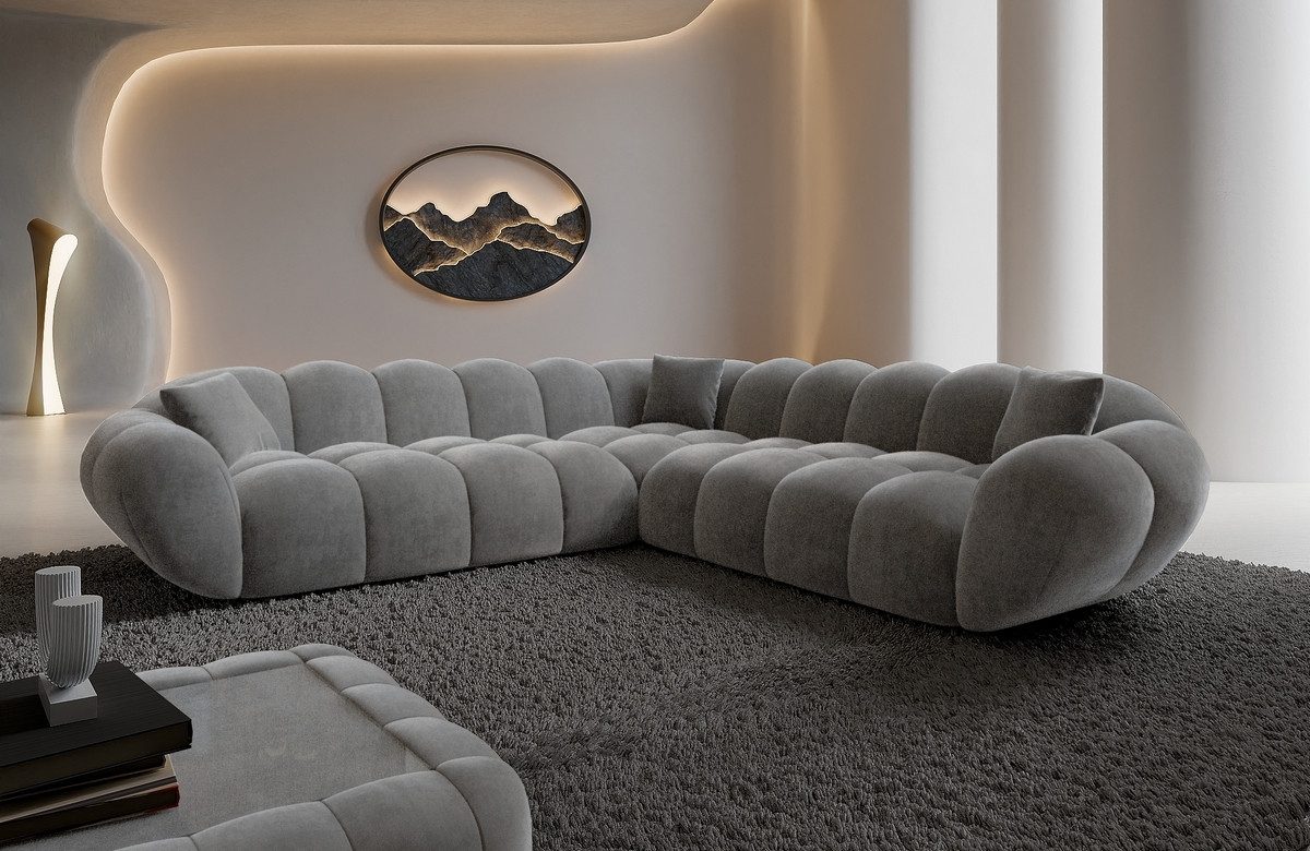 Sofa Dreams Ecksofa Maleron L Form Polstersofa, Design, 4-Sitzer, Loungesofa, Samtstoff Bezug in Dunkelgrau