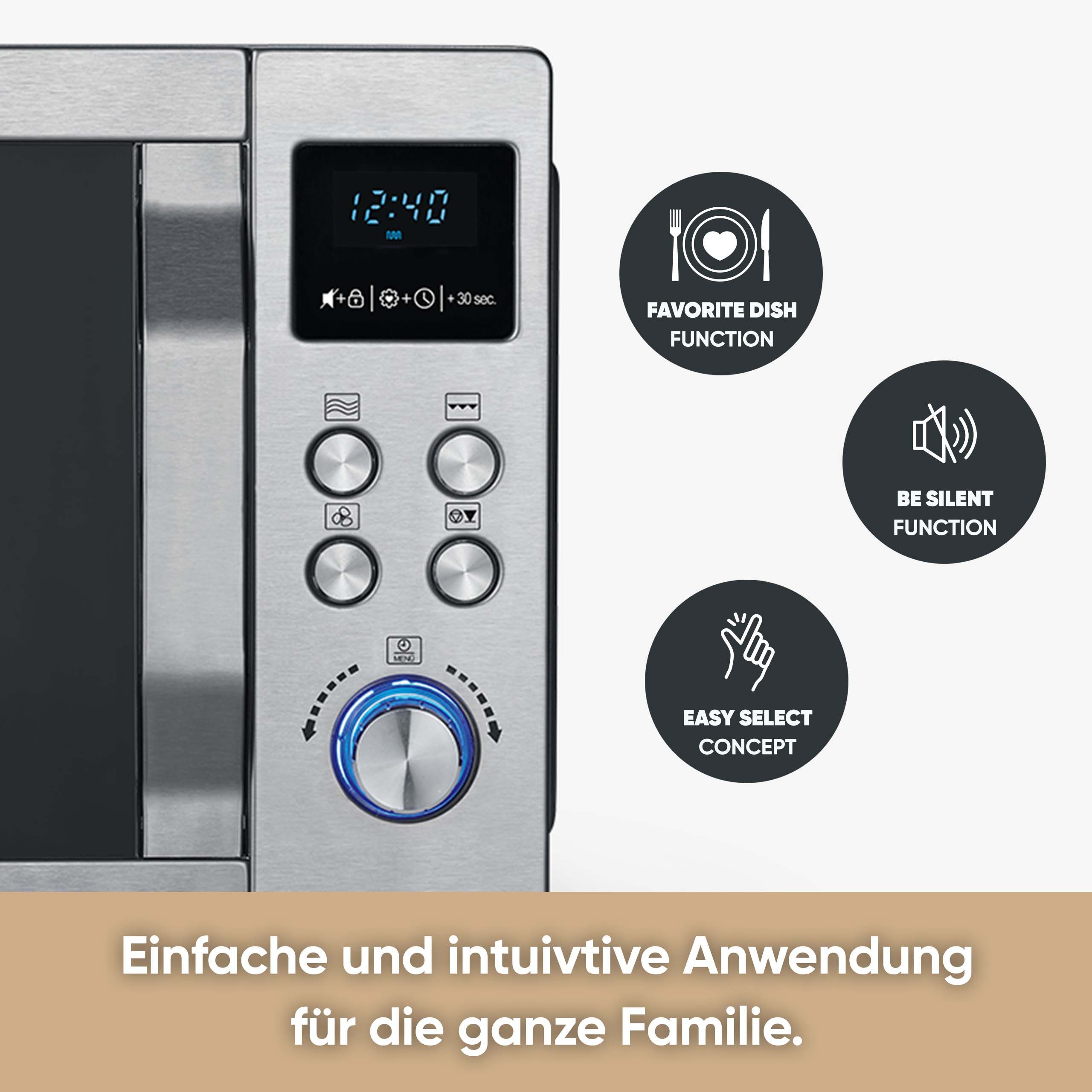 Severin Mikrowelle MW 7774, Grill, Heißluft, Mikrowelle, 25 l, mit Grill- und Heißluftfunktion 3-in-1