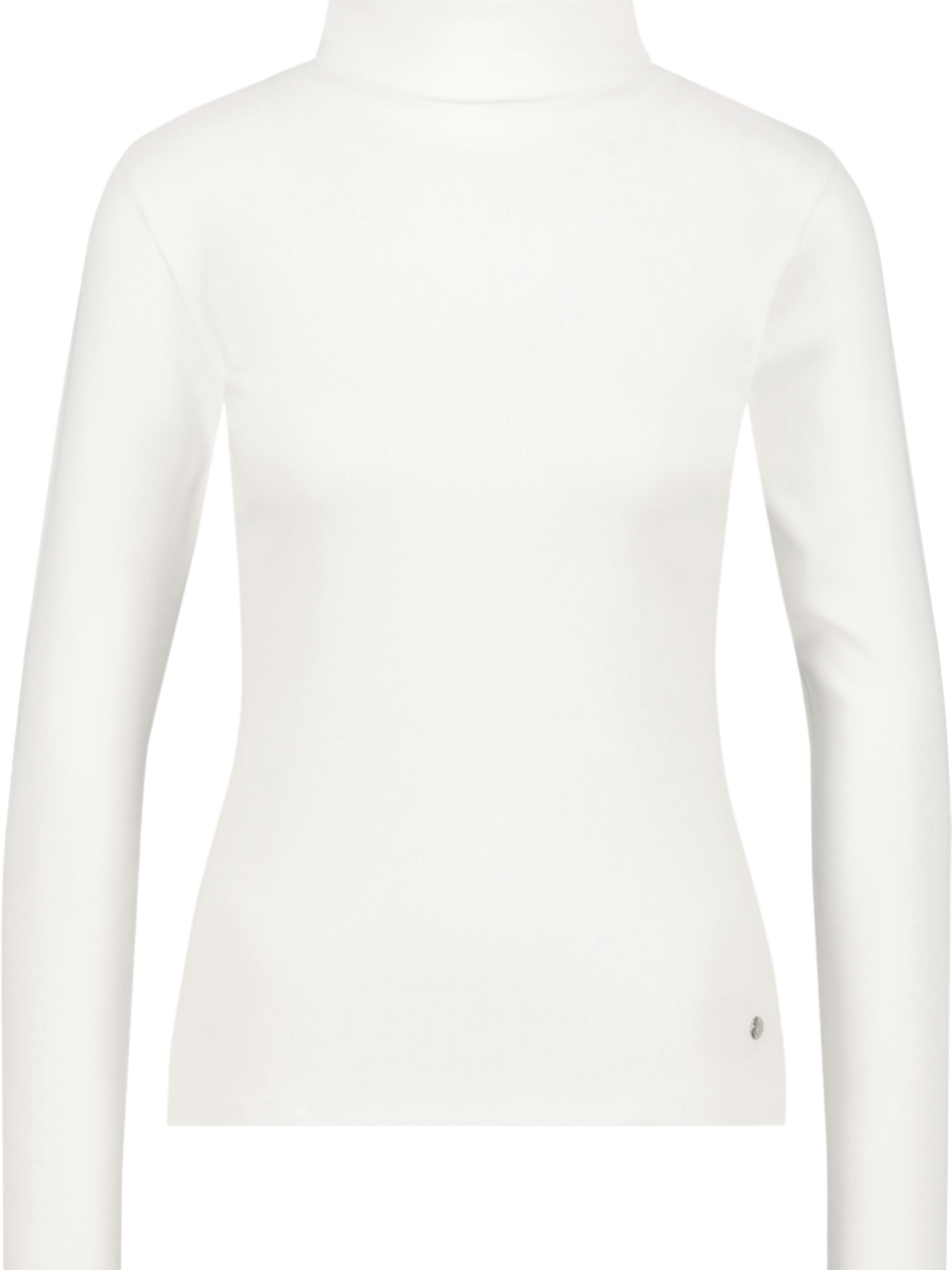 Monari Strickpullover weiß,Basic,Baumwolle,Unifarben,Stehkragen,Lang,Regular Fit