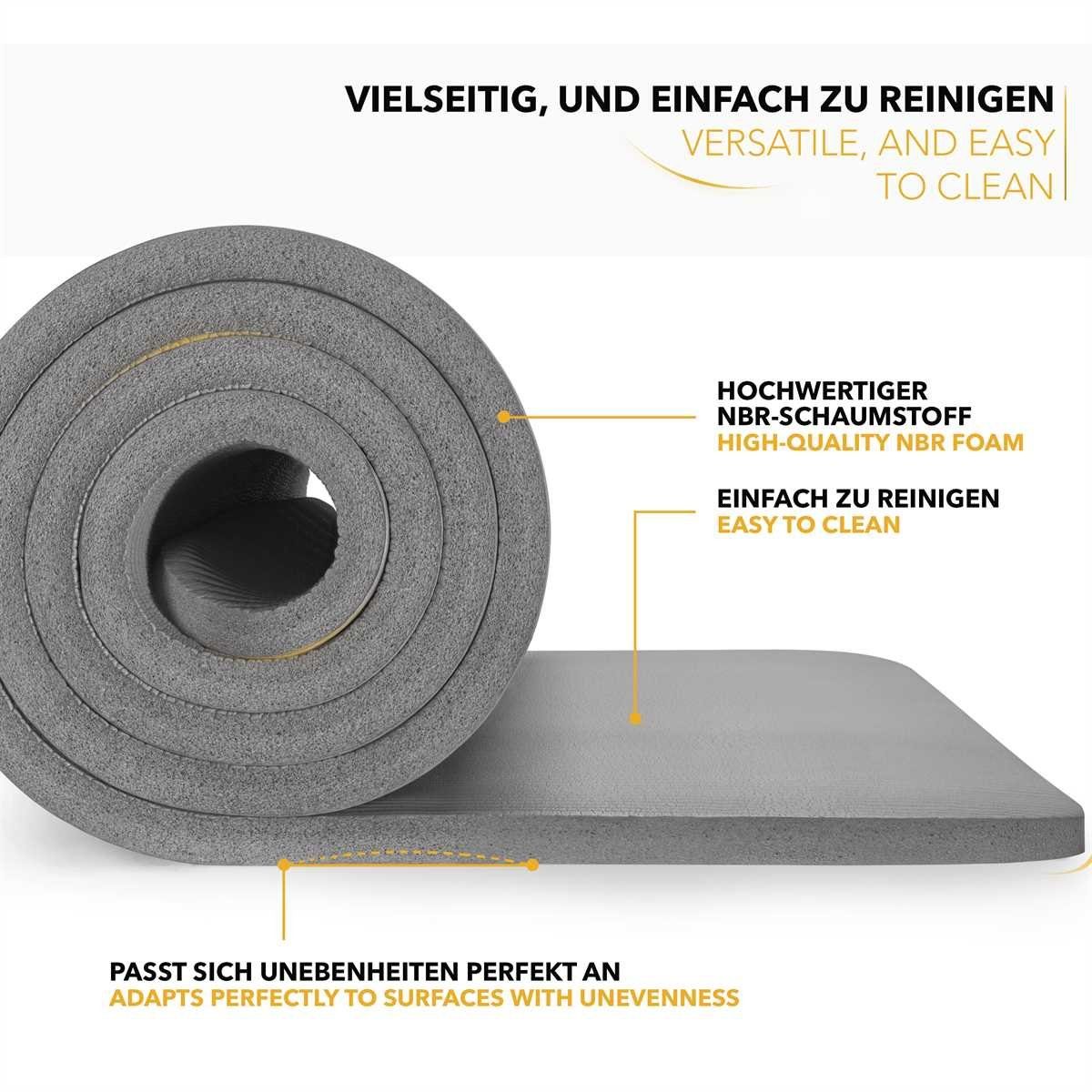 TRESKO Gymnastikmatte rutschfest mit Tragegurt Sportmatte gepolstert, Yogamatte Gymnastikmatte Dick Fitnessmatte