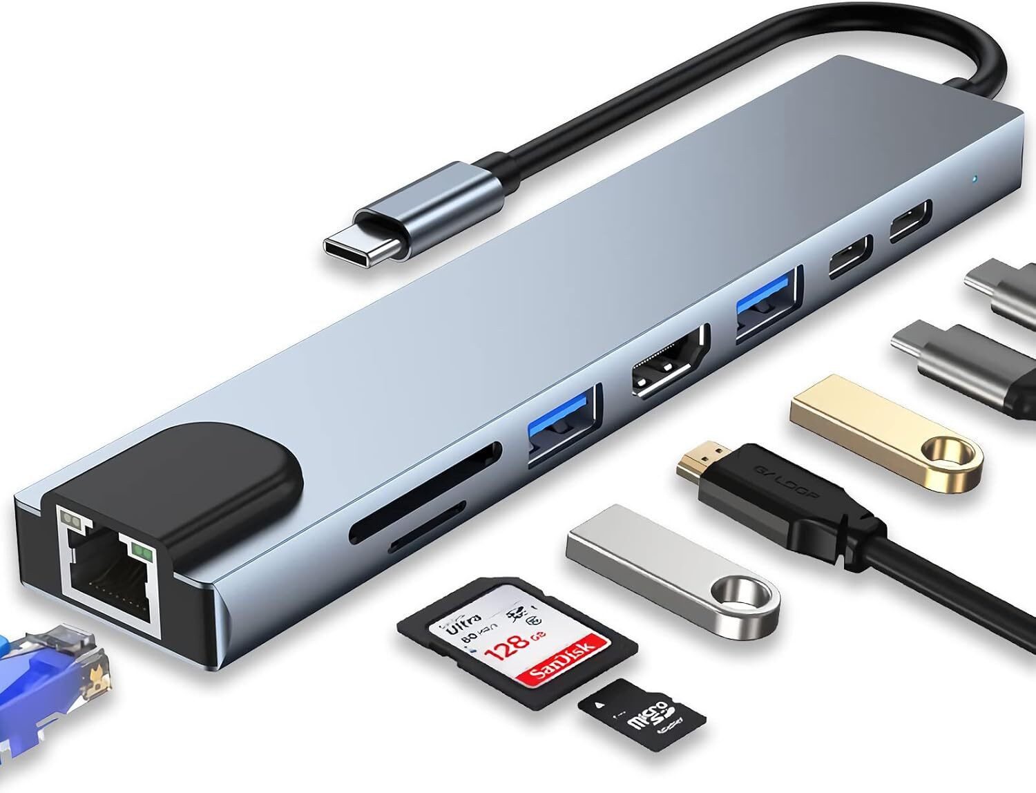 neue dawn Laptop-Dockingstation USB C Hub 100W 4K HDMI für MacBook/Surface/Lenovo/ASUS/iPhone Samsung