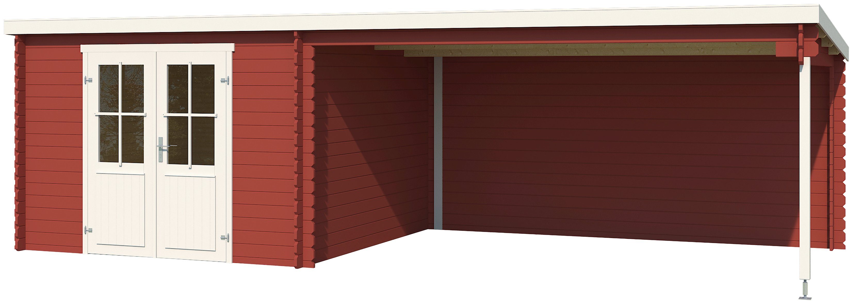 LASITA MAJA Gartenhaus St. Louis, Schwedenrot, BxT: 701x319 cm, (Set), mit Anbau