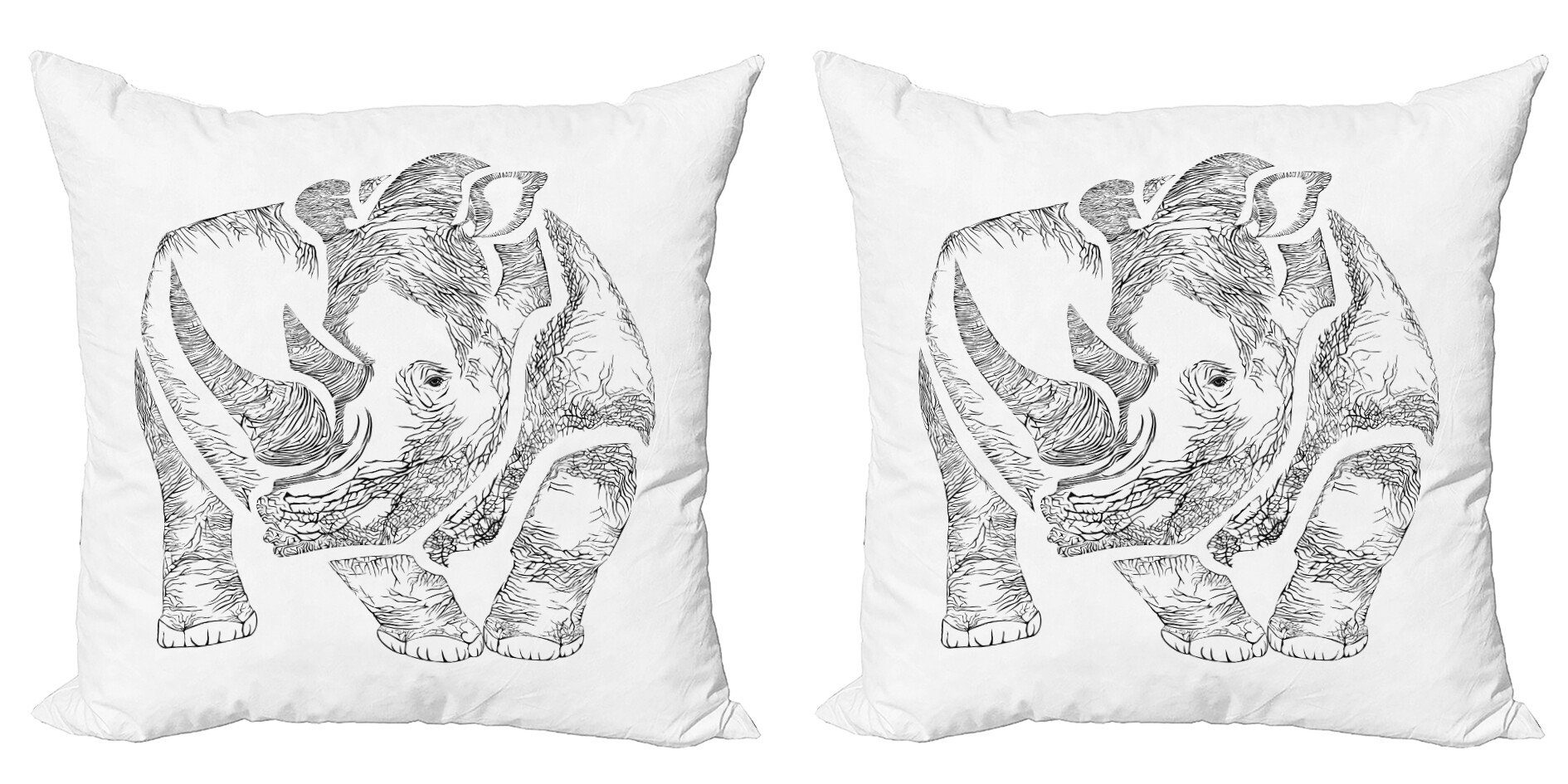 Modern Nashorn (2 Kissenbezüge Accent Graphic Tier Afrika aus Abakuhaus Stück), Doppelseitiger Digitaldruck,