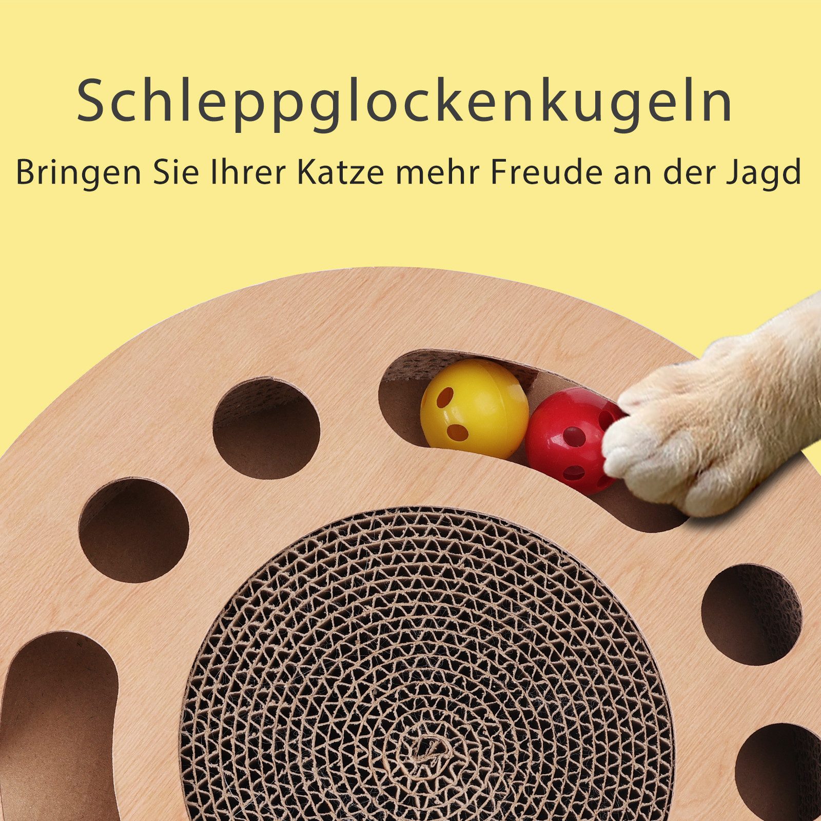 nobleza Kratzpappe Katzenspielzeug Interaktives mit 2 Klingelballs