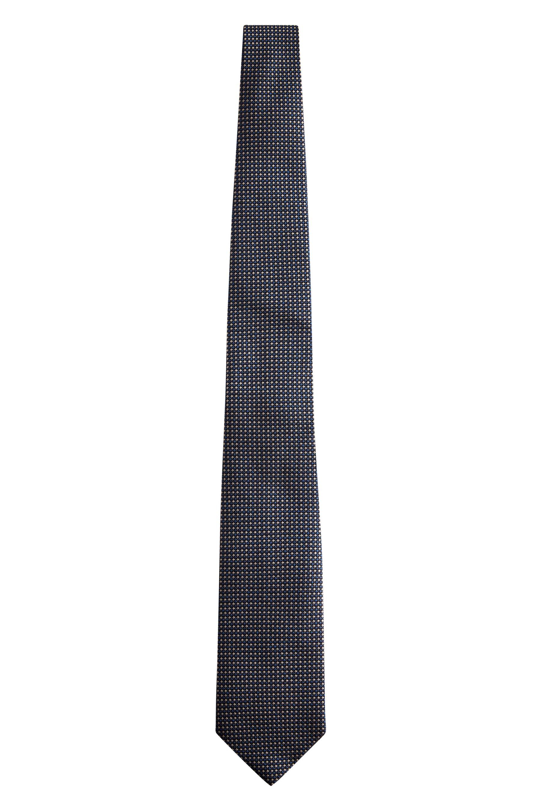 Krawatte hergestellt in Textured Signature-Krawatte, (1-St) Navy Next Blue Italien