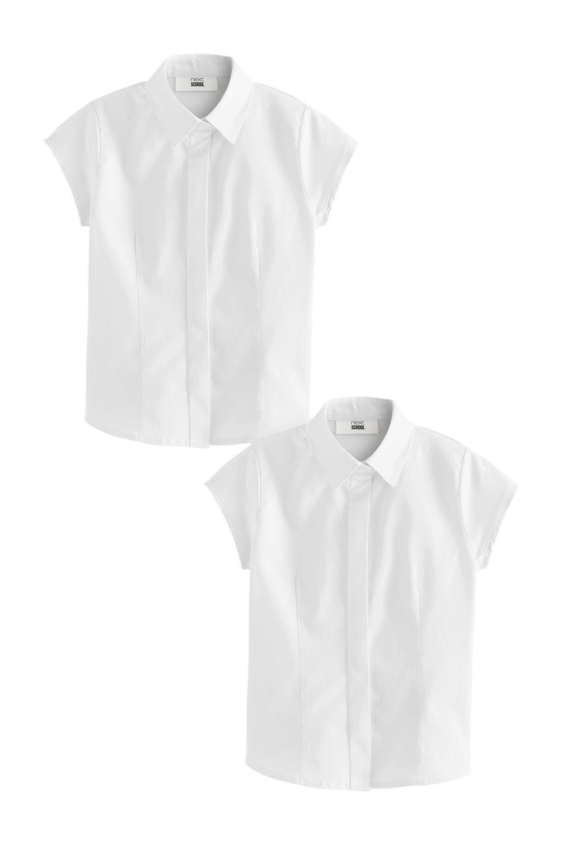 Next Kurzarmbluse 2 Kurzärmelige Premium-Schulhemden mit Baumwolle (2-tlg)