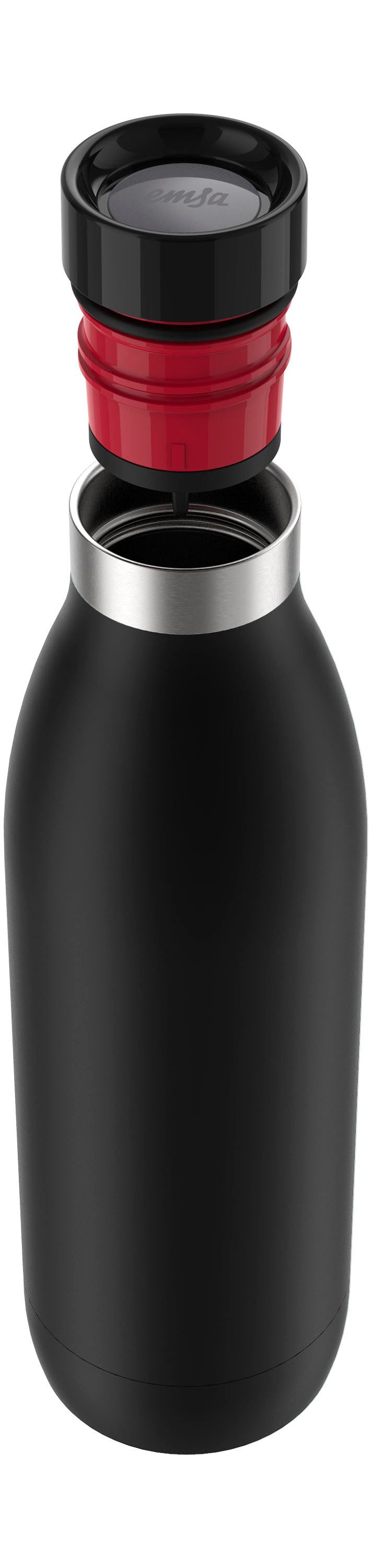 Emsa Isolierflasche Trinkflasche Bludrop, Edelstahl, Quick-Press Deckel, 360° Trinkgenuss, 12h warm/24h kühl