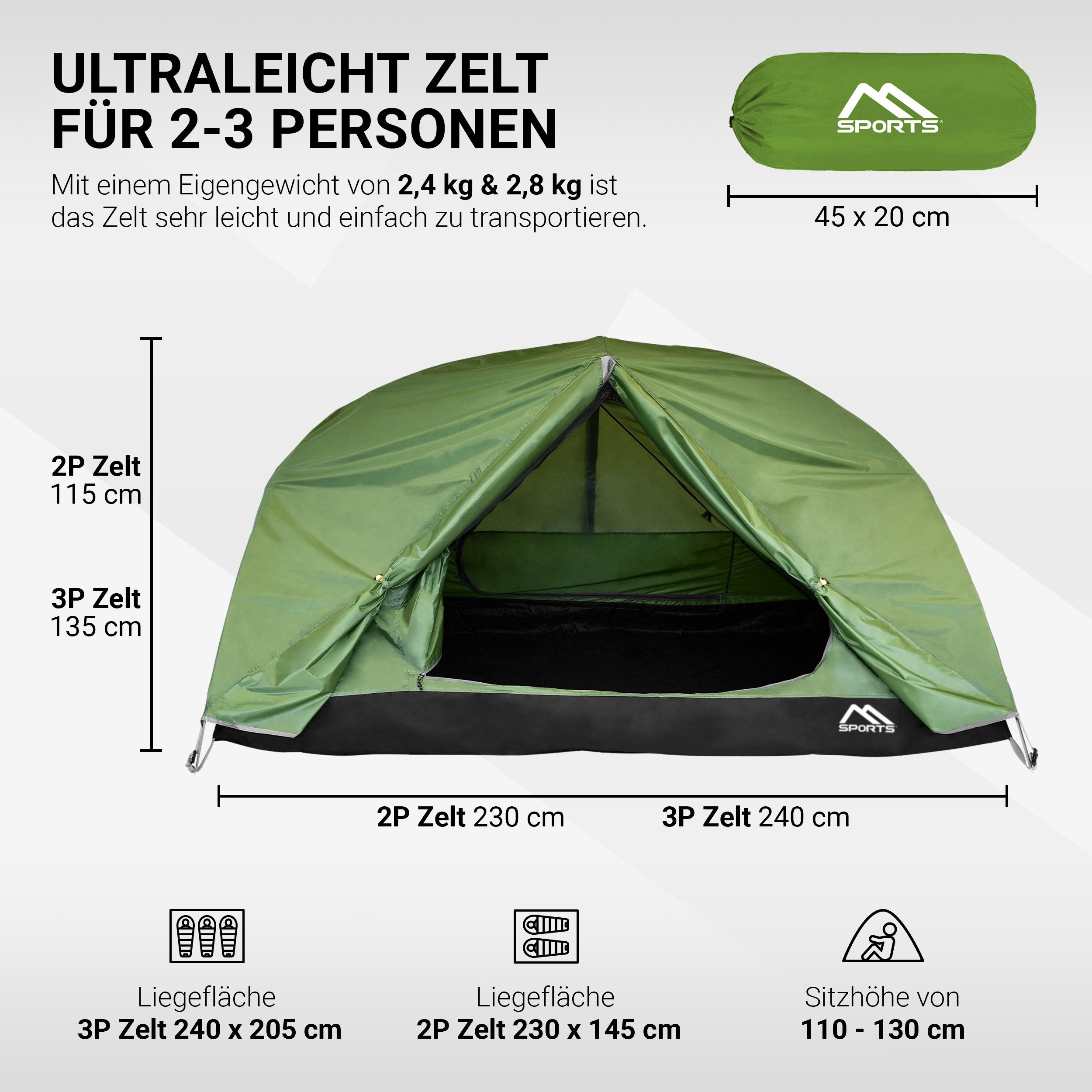 MSports® Igluzelt Campingzelt Ultraleicht Zelt für günstig online kaufen