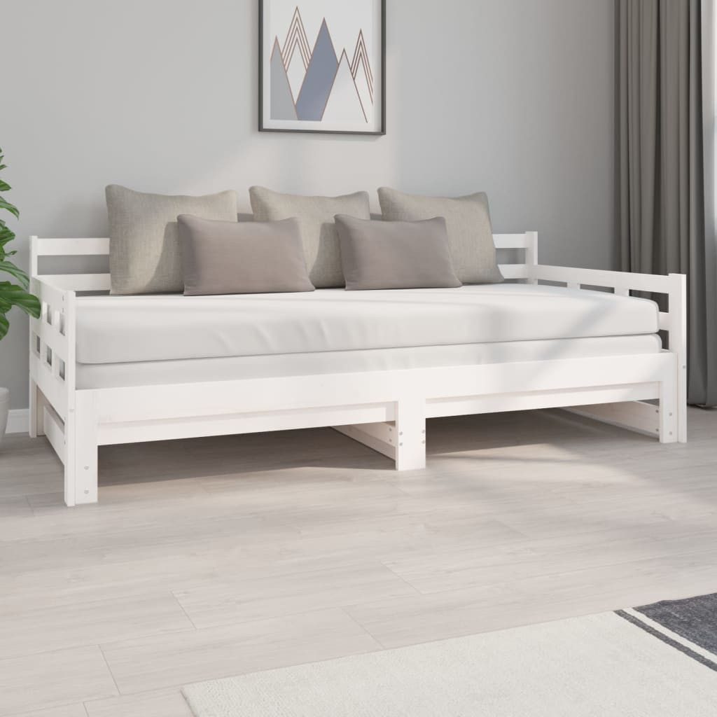 vidaXL Gästebett Tagesbett Gästebett Ausziehbar Weiß Massivholz Kiefer 2x90 günstig online kaufen