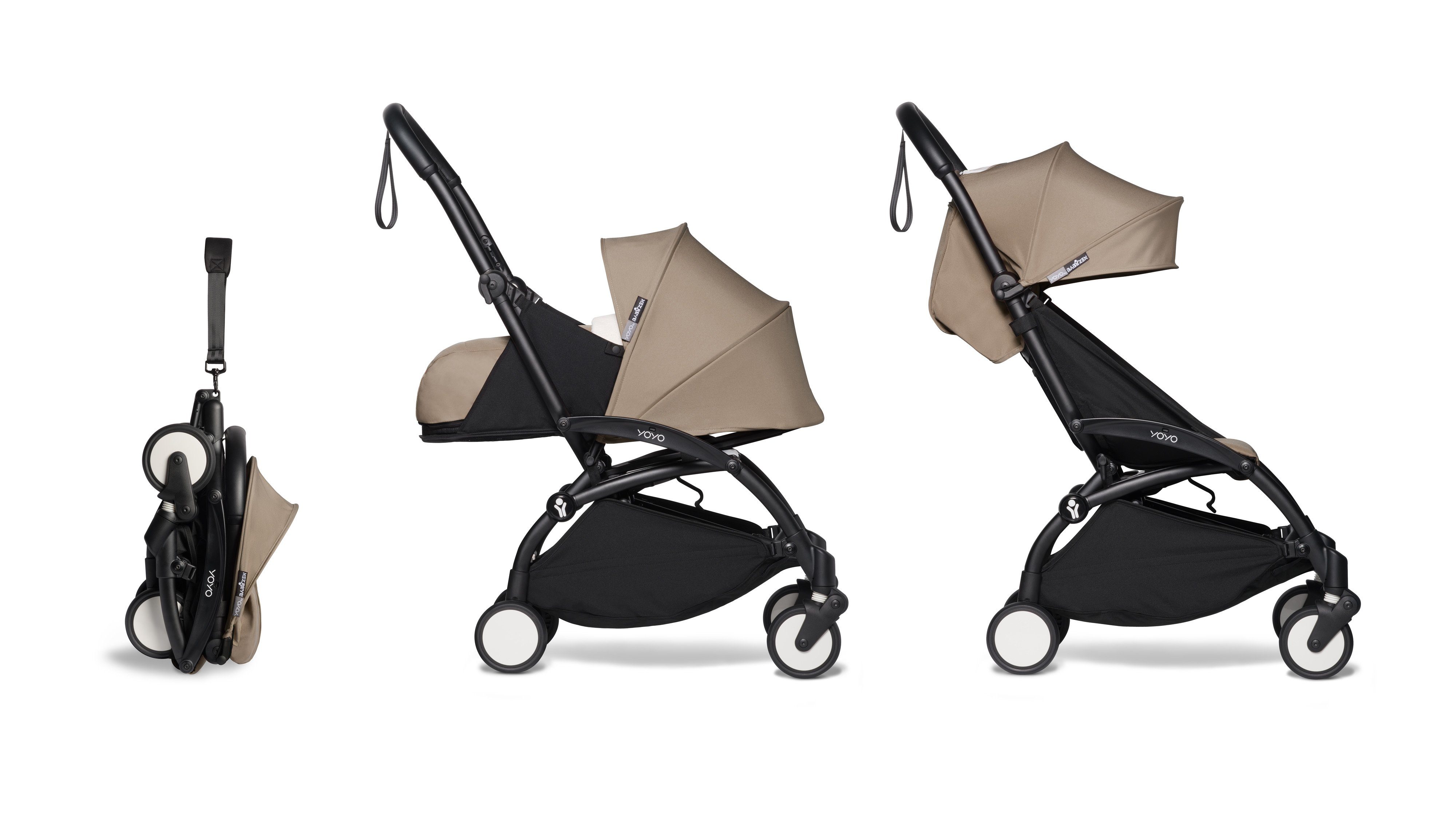 BABYZEN Kombi-Kinderwagen Komplett-Set YOYO mit Gestell, Newborn pack und 6+ Textilset Taupe