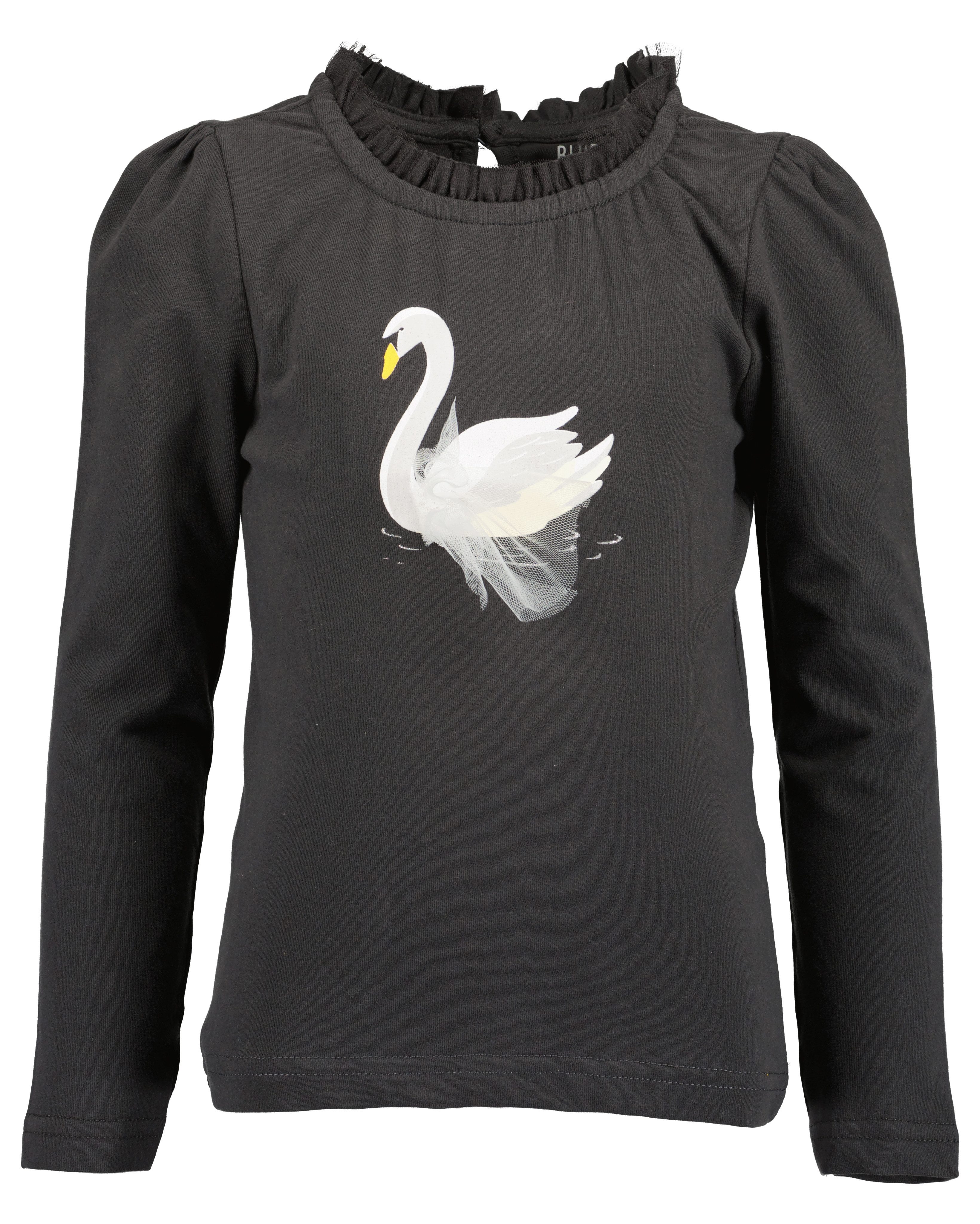 Blue Seven Langarmshirt mit schmalem Tüll-Stehkragen und dezent geraffte Puffärmel