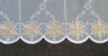 Scheibengardine Sternenglanz, Stickereien Plauen, Stangendurchzug (1 St), halbtransparent, Voile