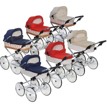 Eichhorn Kinderwagen Puppenwagen klassischer Weidenkorb-Puppenwagen - Weide Natur, (kompletter Korbpuppenwagen), mit höhenverstellbarem Griff für Kinder von 3-10 Jahren - made in EU