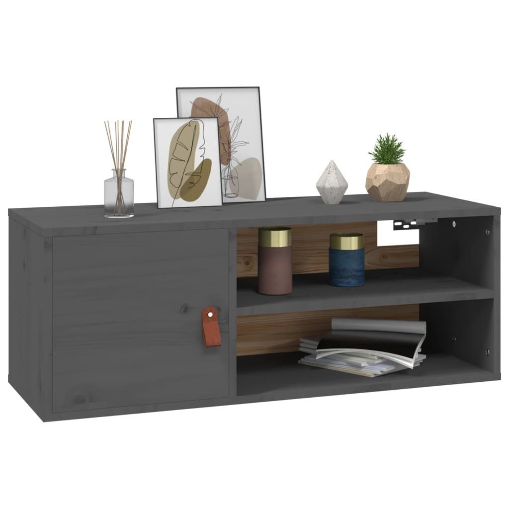 80x30x30 Massivholz Grau 1-tlg. vidaXL Kiefer, Wandschrank cm Regal