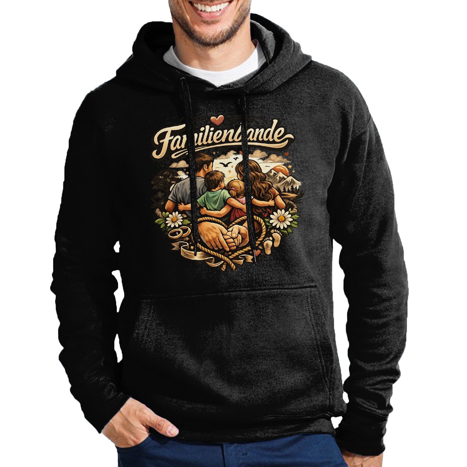 Blondie & Brownie Hoodie Familienbande Herren Hoodie Print Familie Vater Mutter Urlaub Geschenk (Einzelstück, Einzelartikel) Familienbande Herren Hoodie Heimatliebe